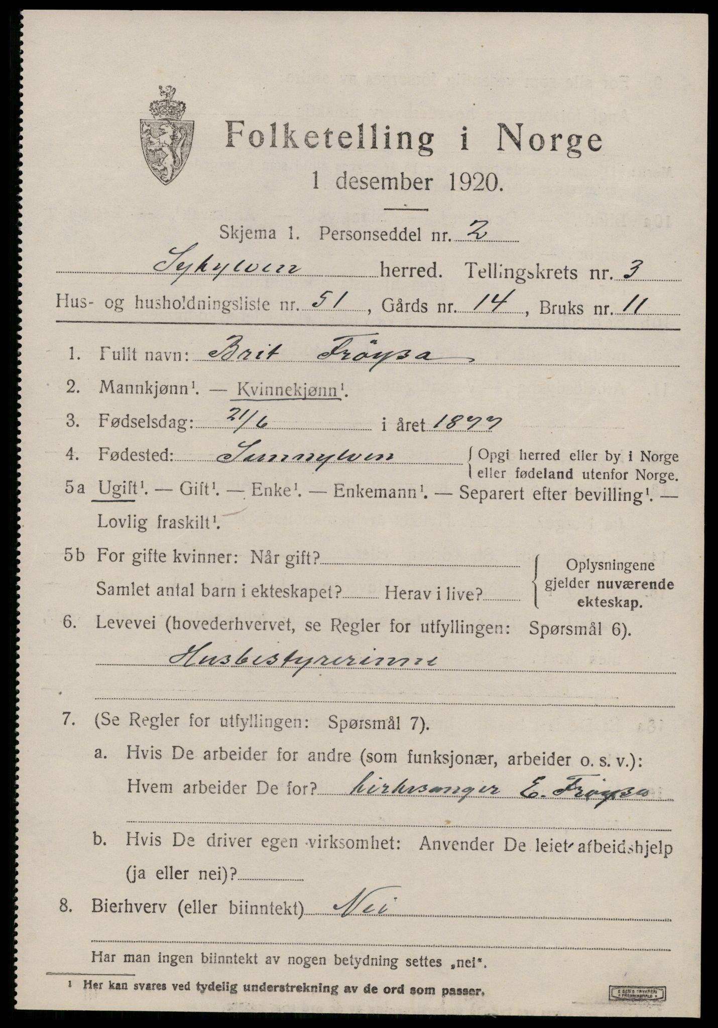SAT, Folketelling 1920 for 1528 Sykkylven herred, 1920, s. 2727