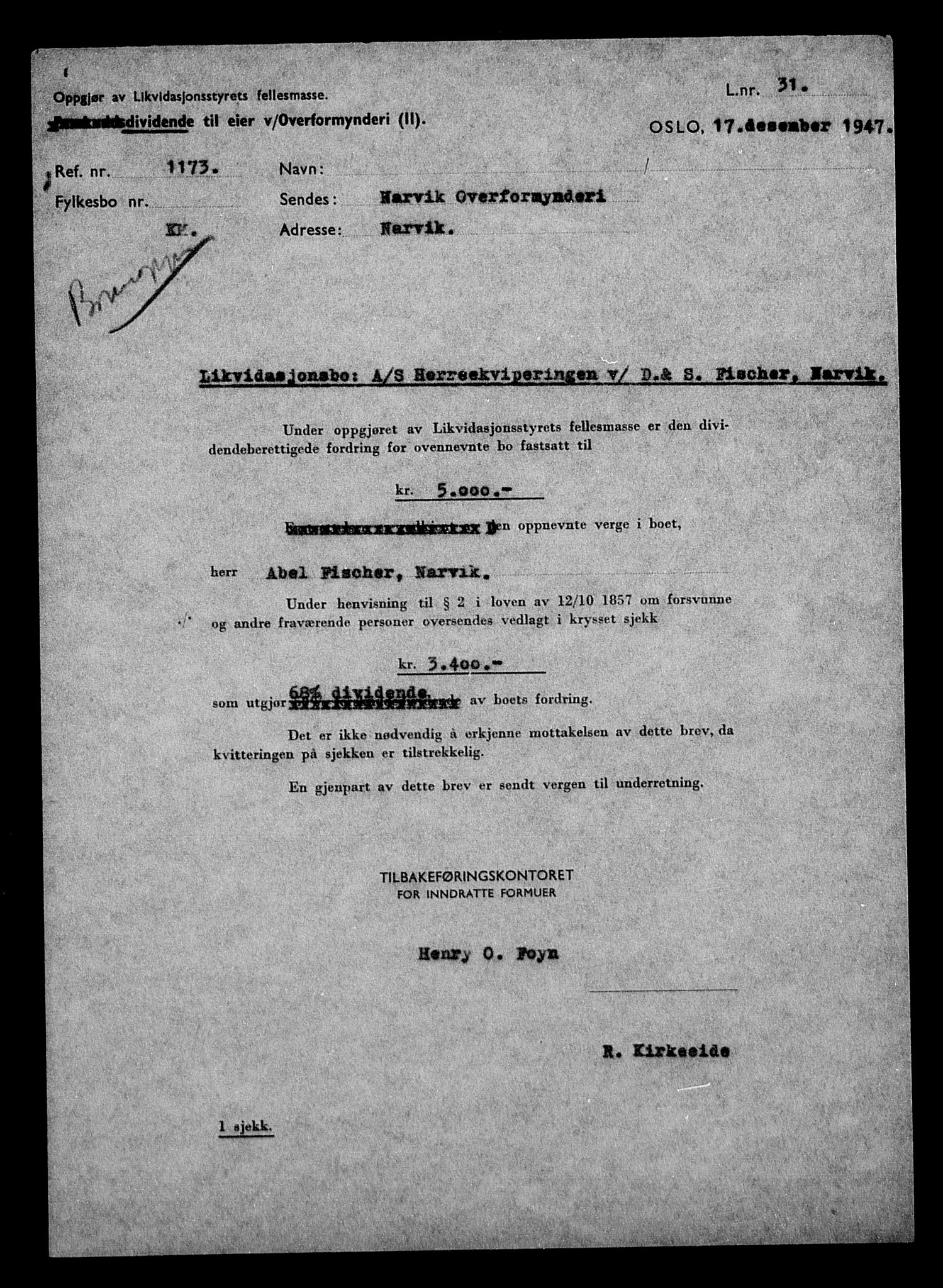 Justisdepartementet, Tilbakeføringskontoret for inndratte formuer, AV/RA-S-1564/H/Hc/Hcb/L0913: --, 1945-1947, s. 25