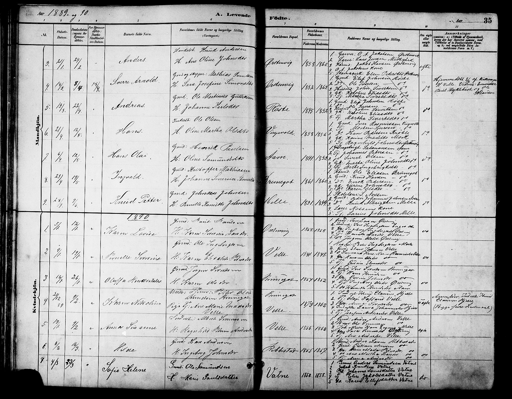 Ministerialprotokoller, klokkerbøker og fødselsregistre - Møre og Romsdal, AV/SAT-A-1454/513/L0189: Klokkerbok nr. 513C03, 1883-1904, s. 35