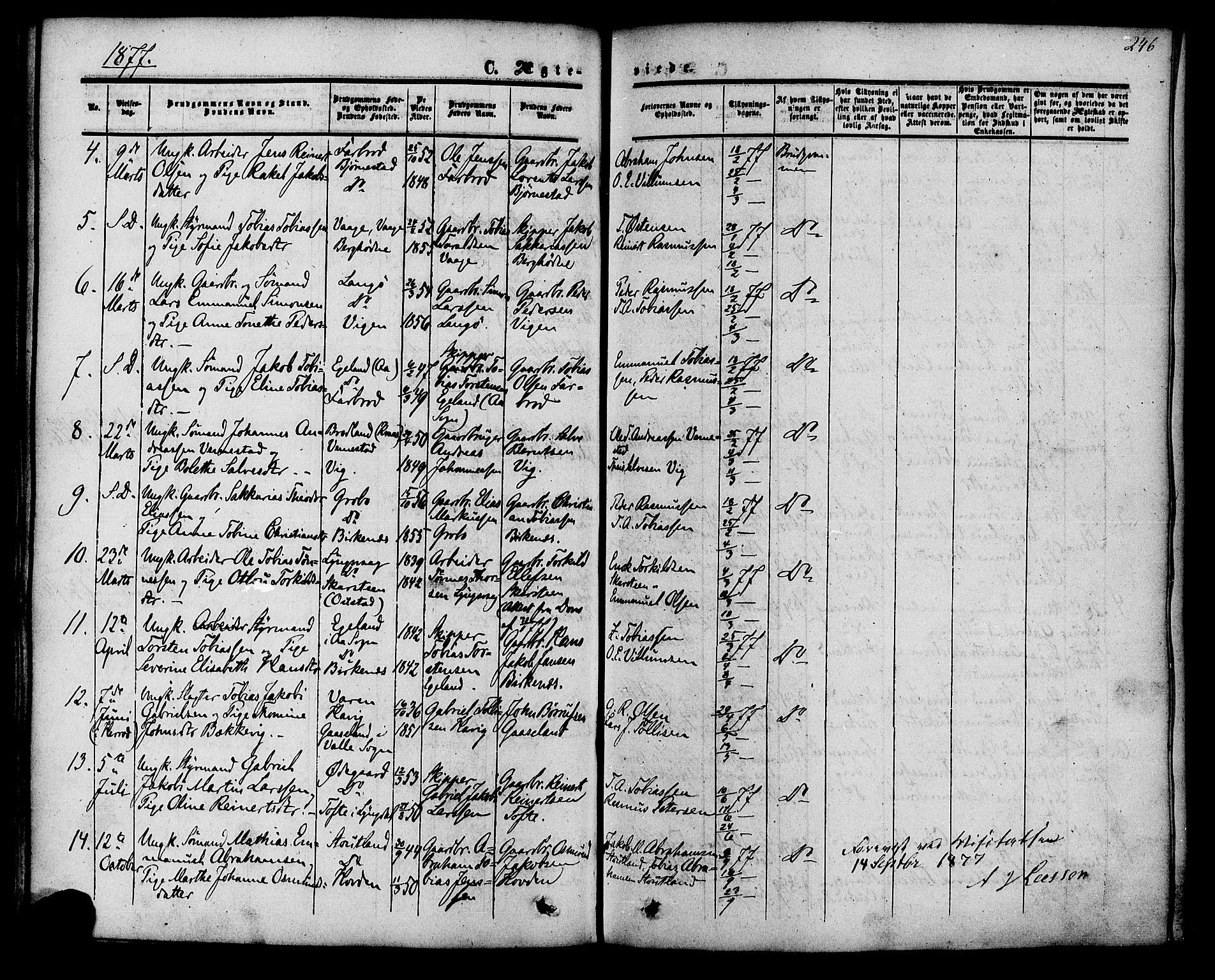 Herad sokneprestkontor, AV/SAK-1111-0018/F/Fa/Fab/L0004: Ministerialbok nr. A 4, 1853-1885, s. 246