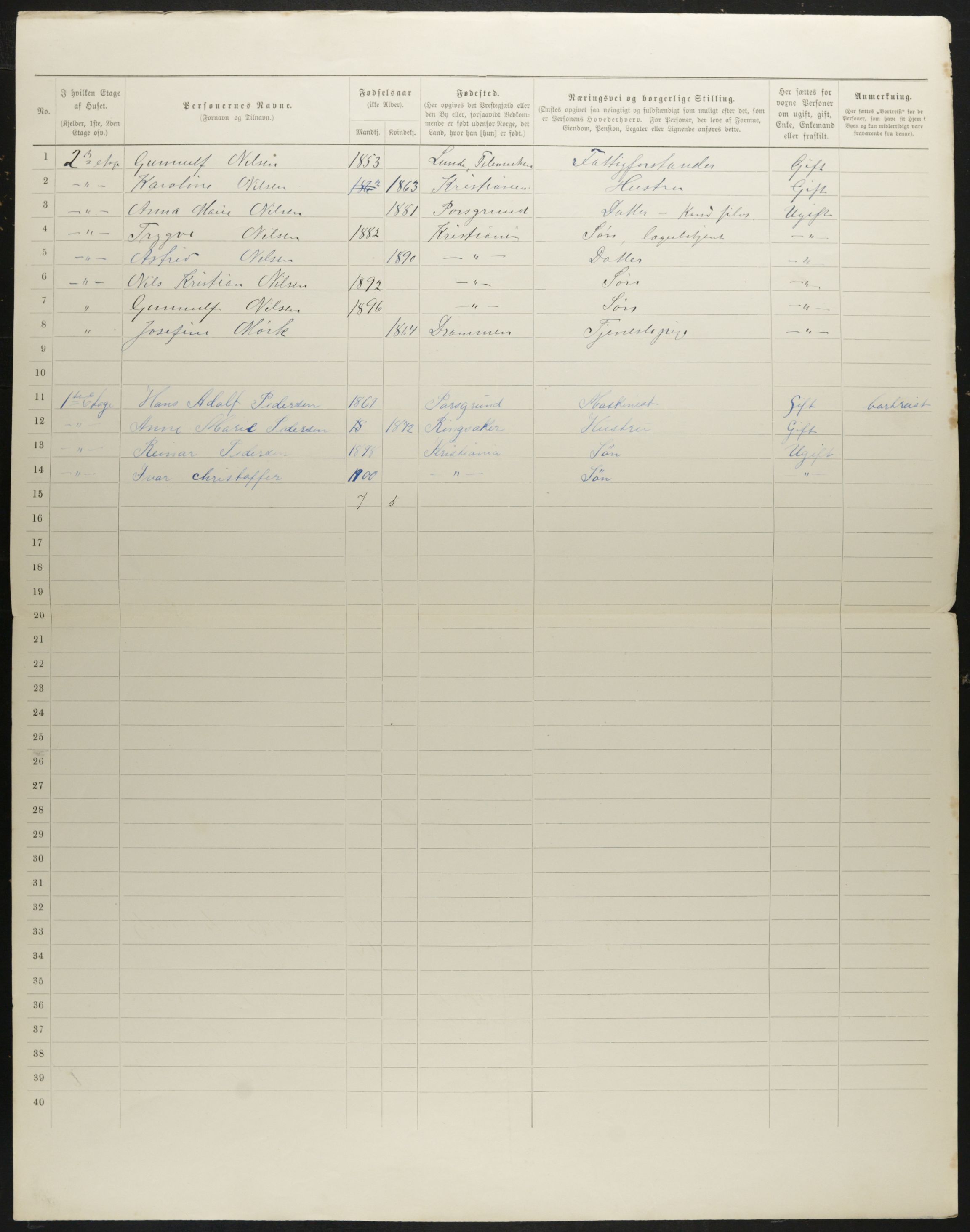 OBA, Kommunal folketelling 31.12.1901 for Kristiania kjøpstad, 1901, s. 475
