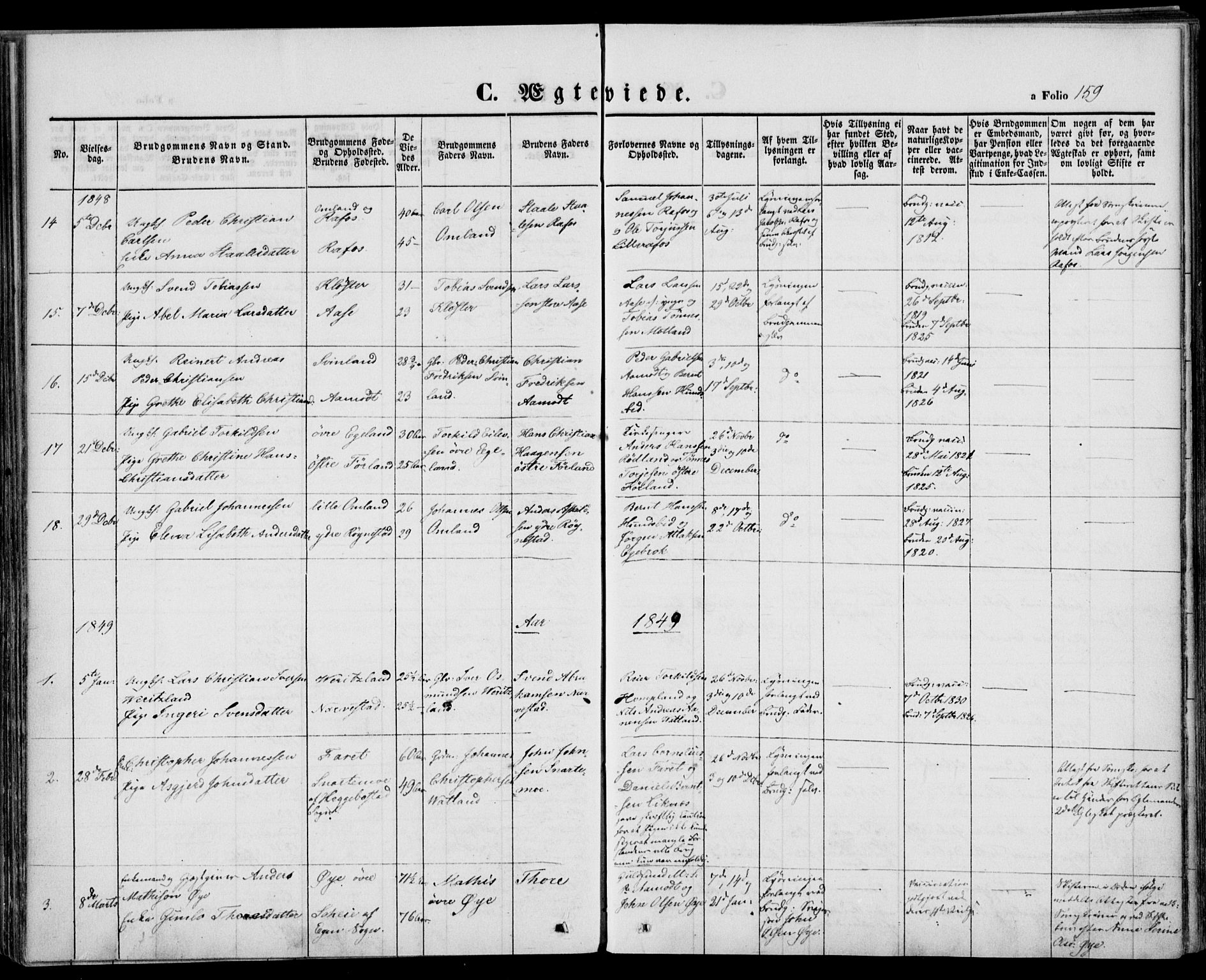 Kvinesdal sokneprestkontor, AV/SAK-1111-0026/F/Fa/Fab/L0005: Ministerialbok nr. A 5, 1844-1857, s. 159