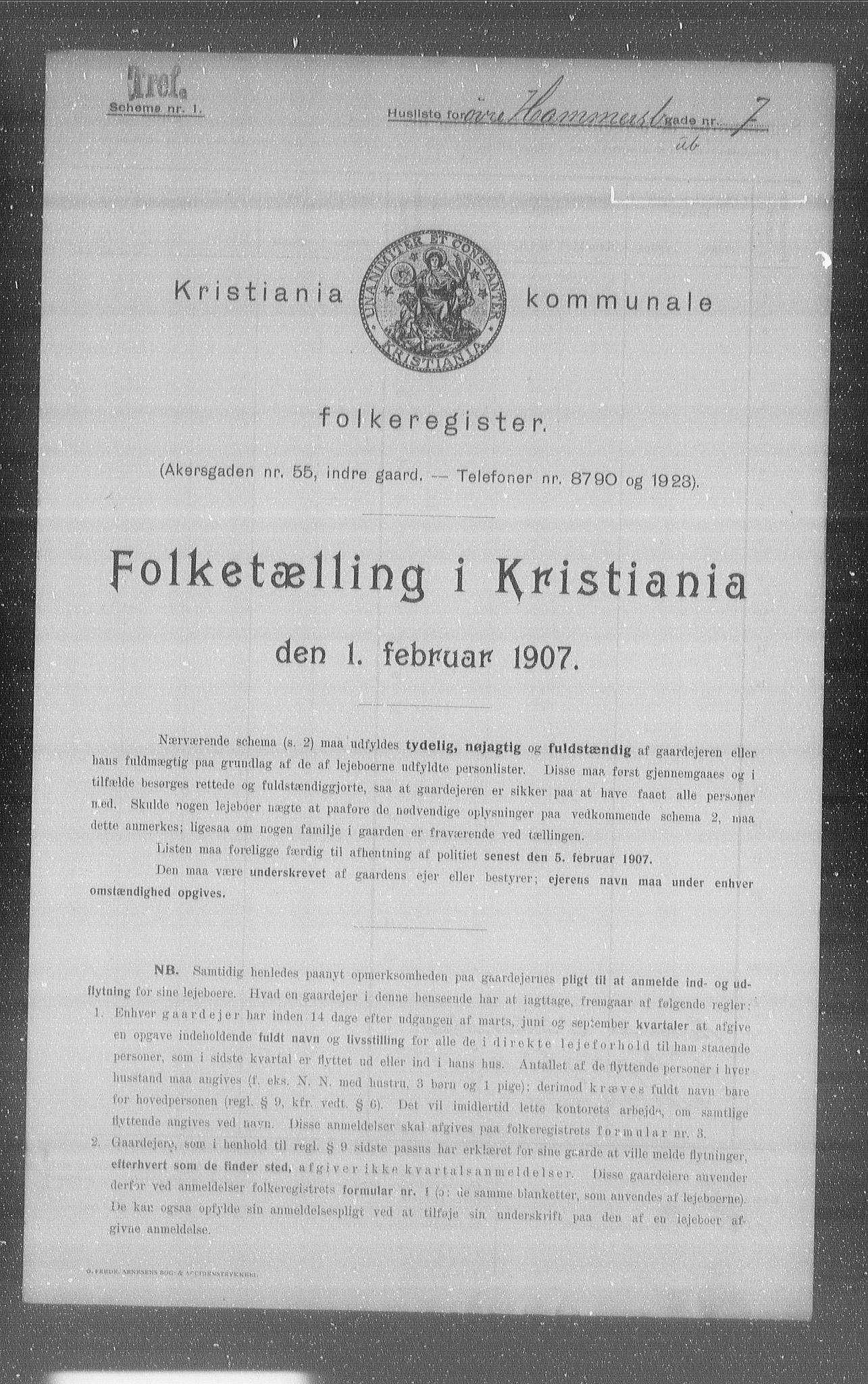 OBA, Kommunal folketelling 1.2.1907 for Kristiania kjøpstad, 1907, s. 65862