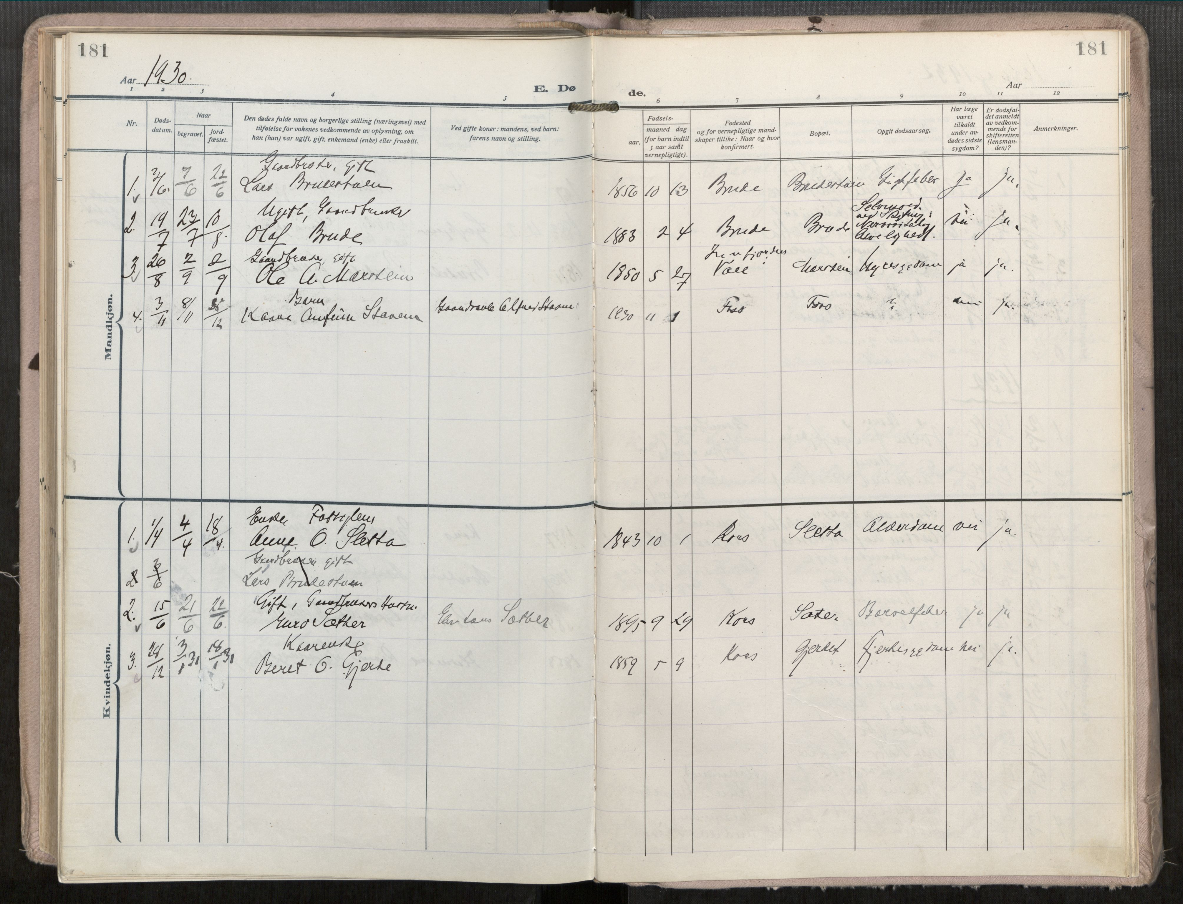 Ministerialprotokoller, klokkerbøker og fødselsregistre - Møre og Romsdal, SAT/A-1454/546/L0601: Ministerialbok nr. 546A04, 1919-1956, s. 181