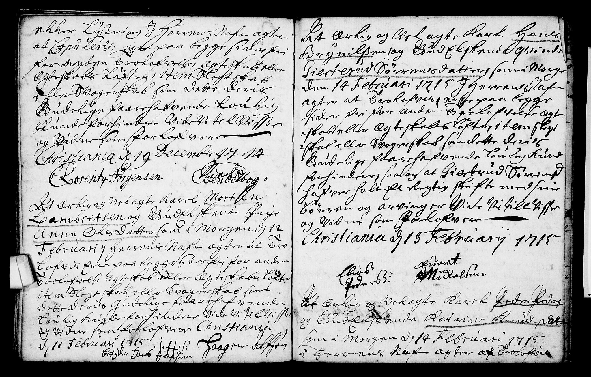 Oslo domkirke Kirkebøker, SAO/A-10752/L/La/L0001: Forlovererklæringer nr. 1, 1707-1716