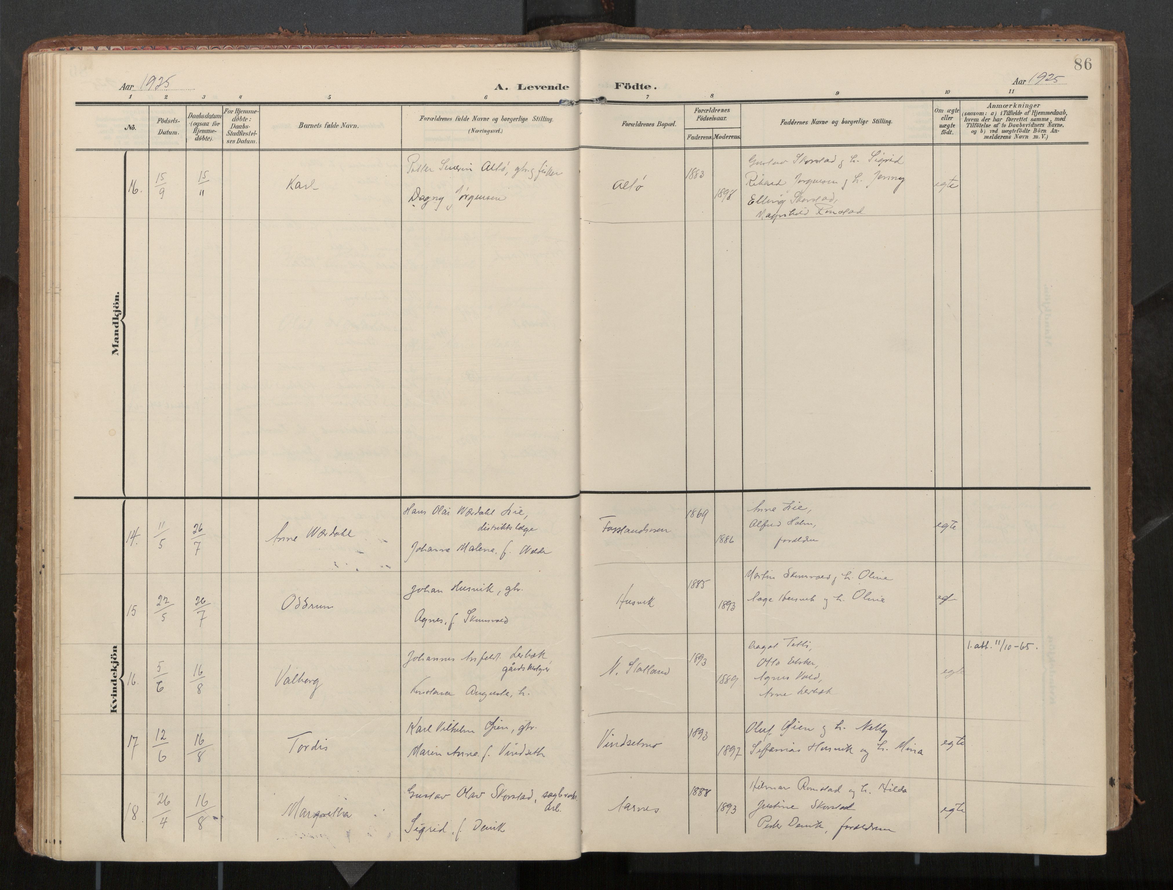 Ministerialprotokoller, klokkerbøker og fødselsregistre - Nord-Trøndelag, AV/SAT-A-1458/774/L0629: Ministerialbok, 1904-1926, s. 86