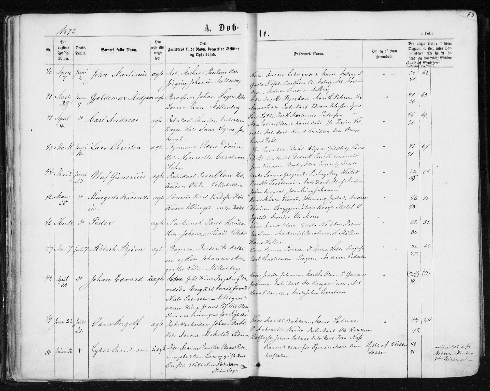 Ministerialprotokoller, klokkerbøker og fødselsregistre - Sør-Trøndelag, SAT/A-1456/604/L0186: Ministerialbok nr. 604A07, 1866-1877, s. 53