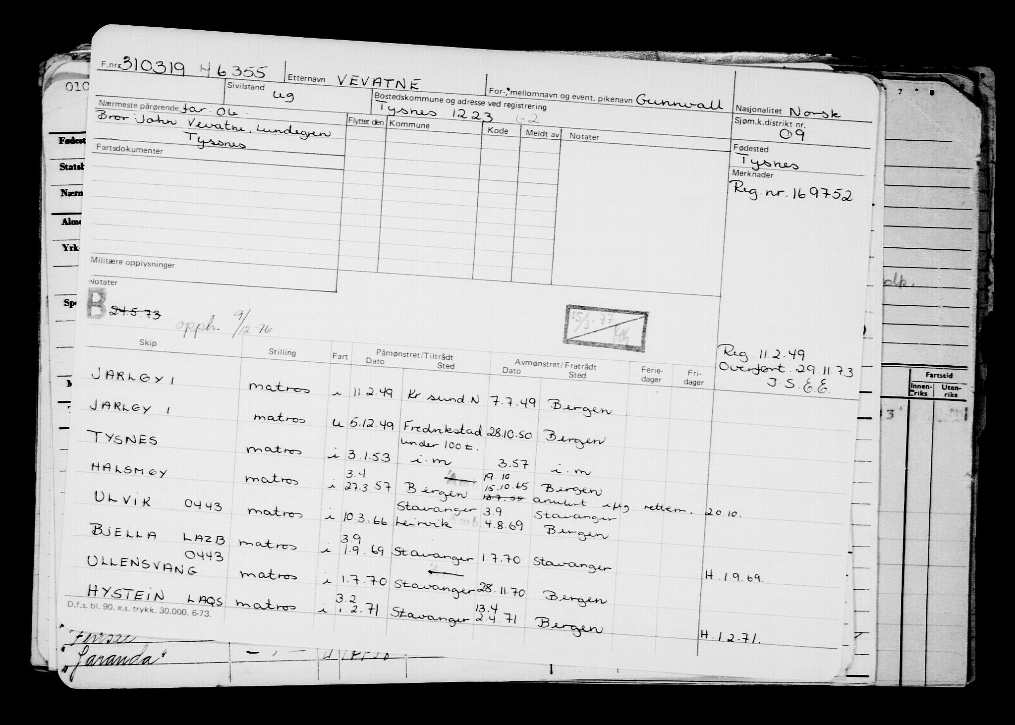 Direktoratet for sjømenn, AV/RA-S-3545/G/Gb/L0167: Hovedkort, 1919, s. 499