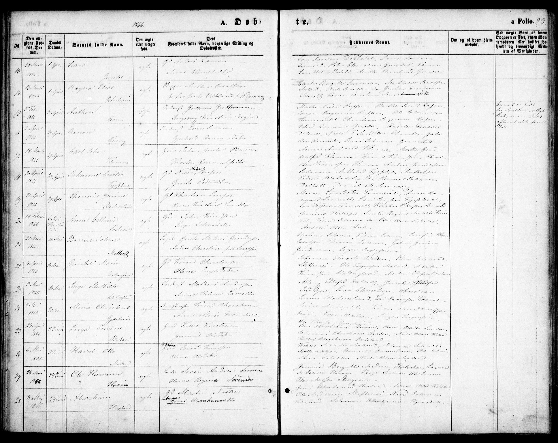 Hommedal sokneprestkontor, SAK/1111-0023/F/Fa/Fab/L0005: Ministerialbok nr. A 5, 1861-1877, s. 23
