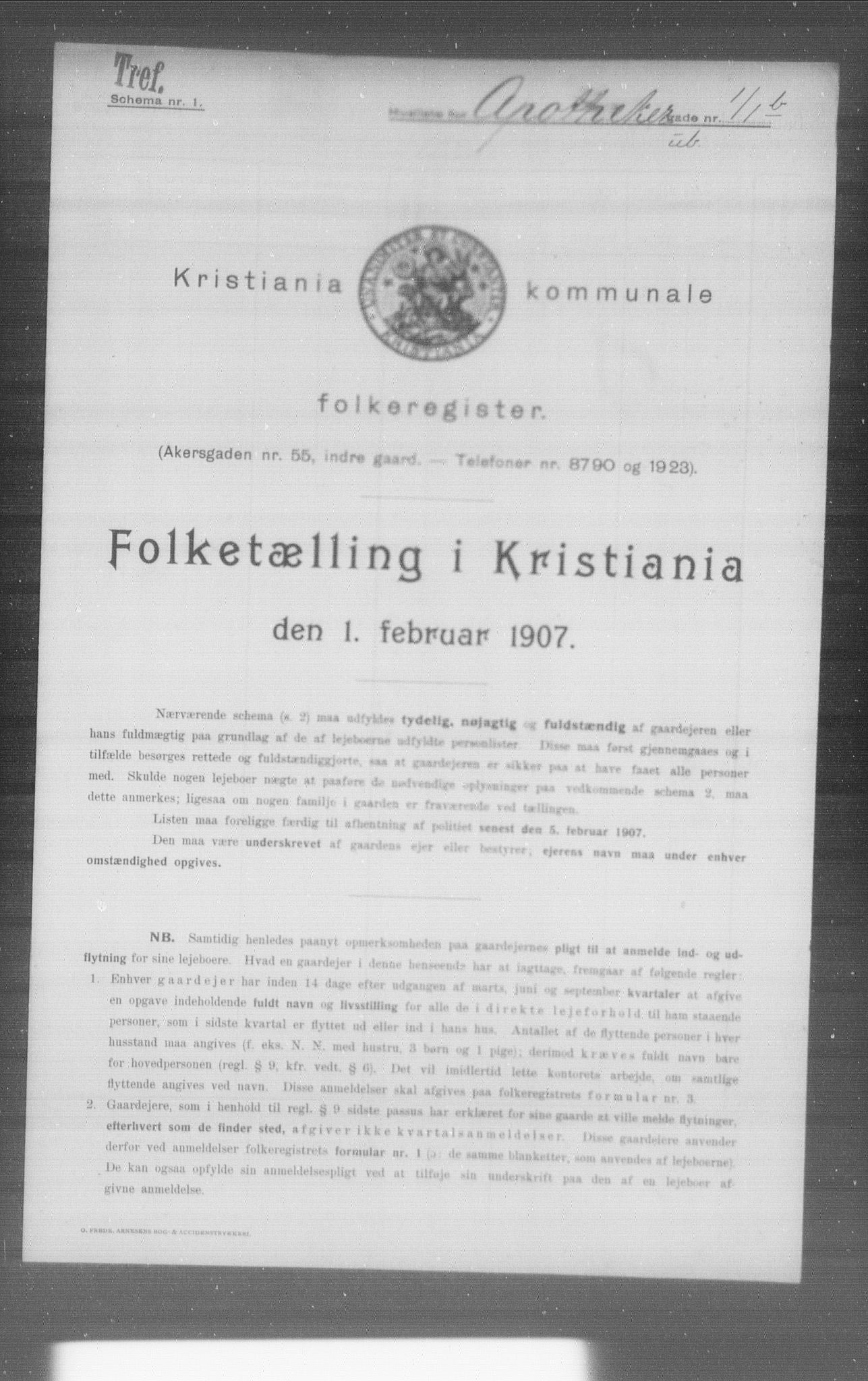 OBA, Kommunal folketelling 1.2.1907 for Kristiania kjøpstad, 1907, s. 744