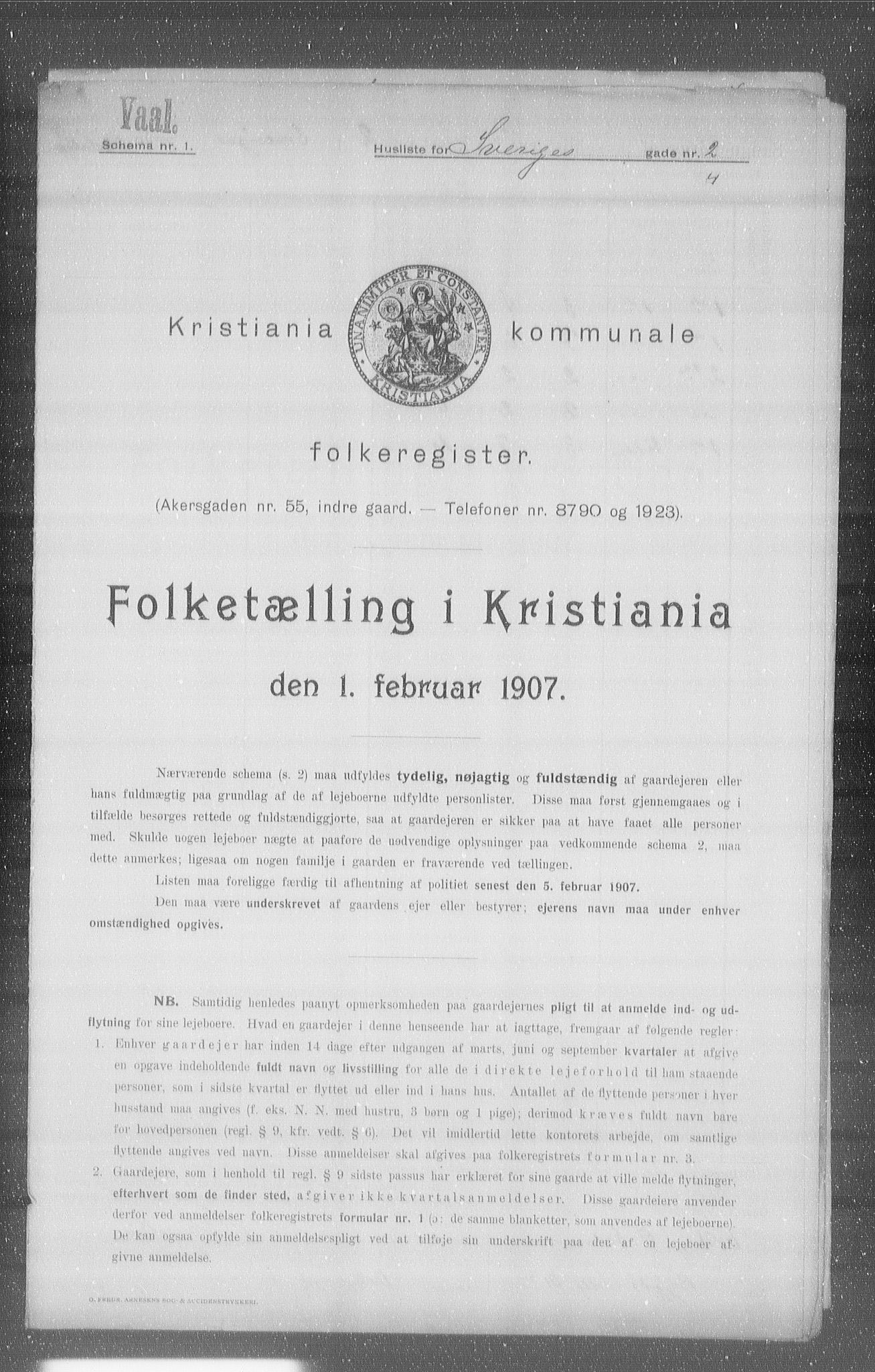 OBA, Kommunal folketelling 1.2.1907 for Kristiania kjøpstad, 1907, s. 53814