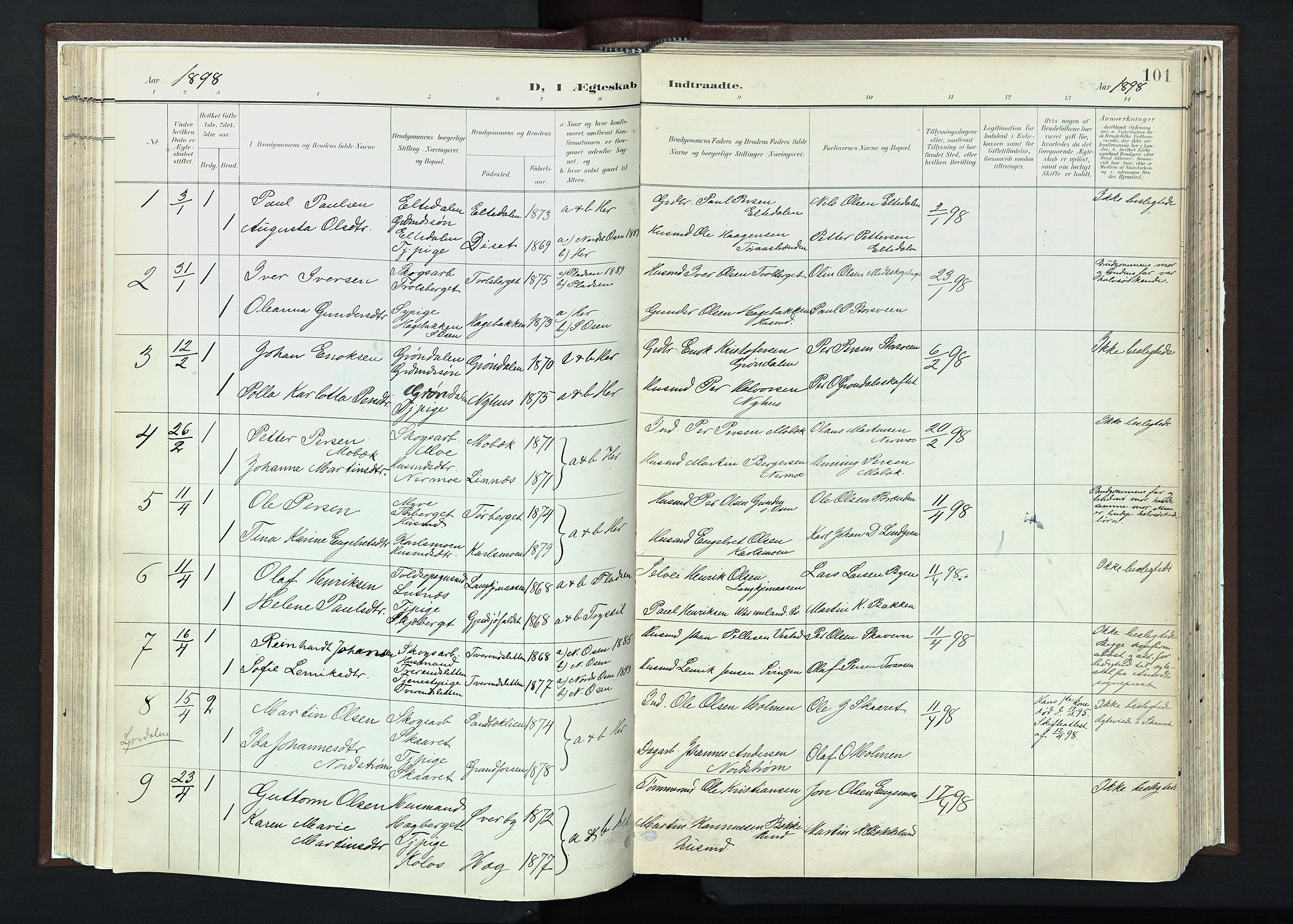 Trysil prestekontor, SAH/PREST-046/H/Ha/Haa/L0013: Ministerialbok nr. 13, 1898-1911, s. 101