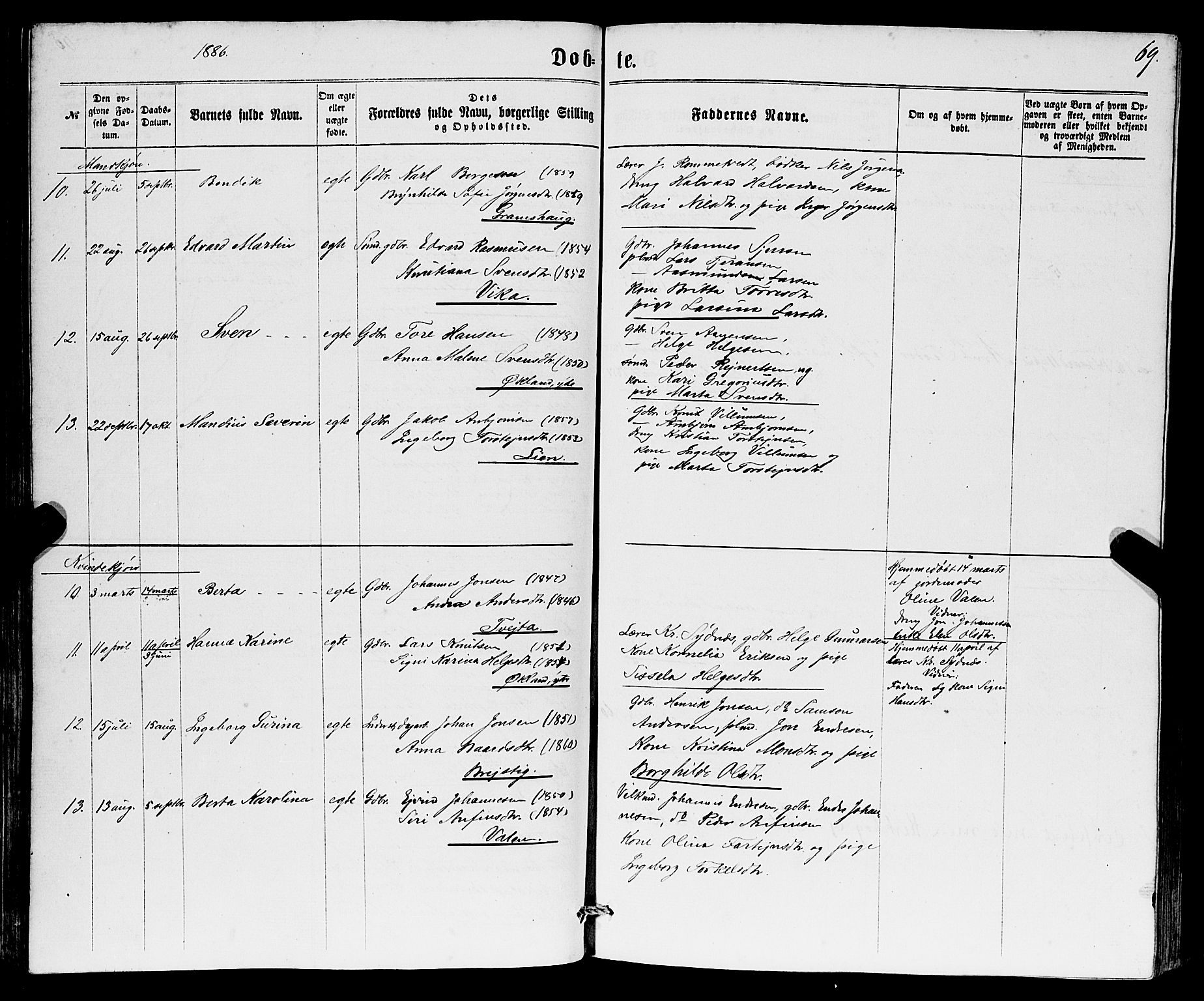 Sveio Sokneprestembete, AV/SAB-A-78501/H/Hab: Klokkerbok nr. B 1, 1864-1886, s. 69