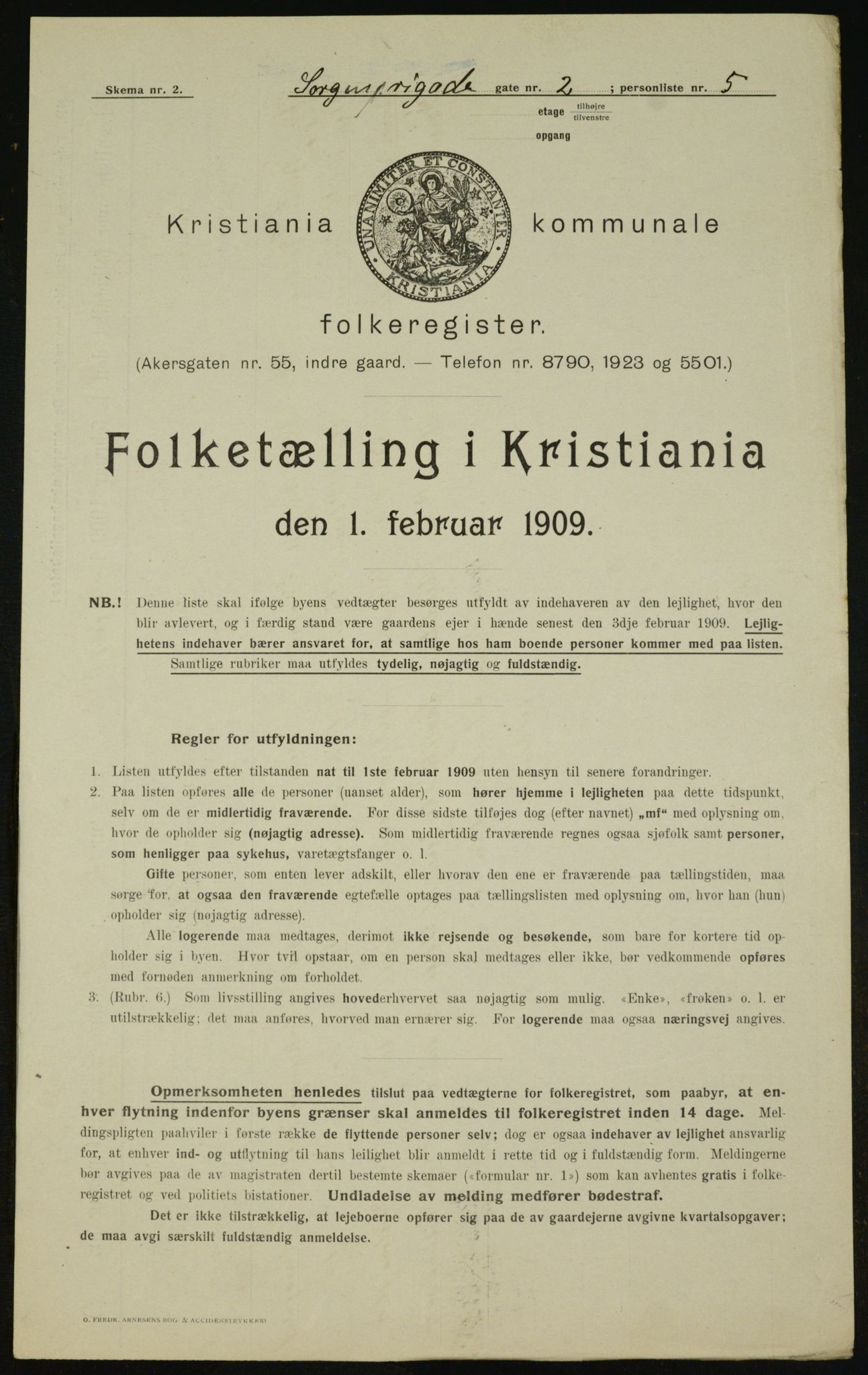 OBA, Kommunal folketelling 1.2.1909 for Kristiania kjøpstad, 1909, s. 90559