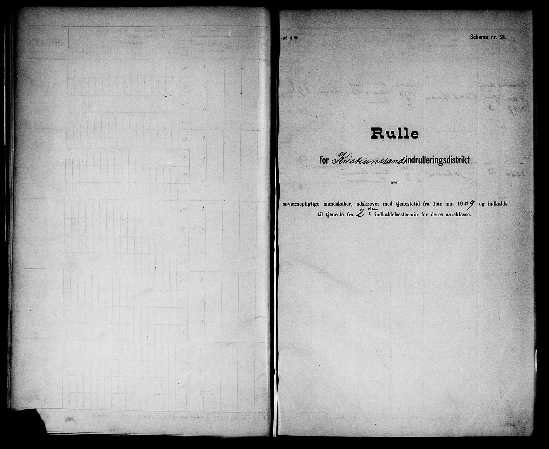 Kristiansand mønstringskrets, SAK/2031-0015/F/Fd/L0011: Rulle sjøvernepliktige, C-11, 1909, s. 24