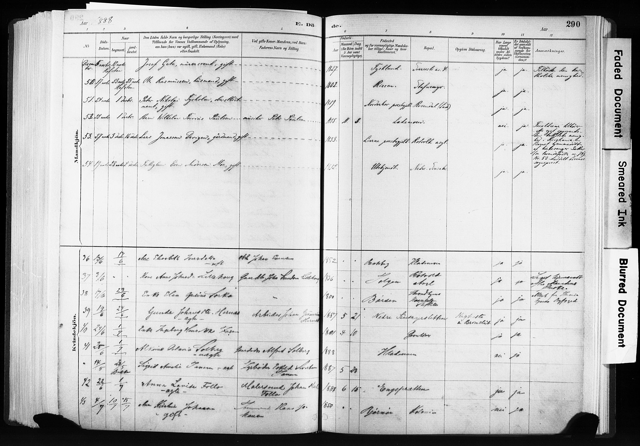Ministerialprotokoller, klokkerbøker og fødselsregistre - Sør-Trøndelag, SAT/A-1456/606/L0300: Ministerialbok nr. 606A15, 1886-1893, s. 290
