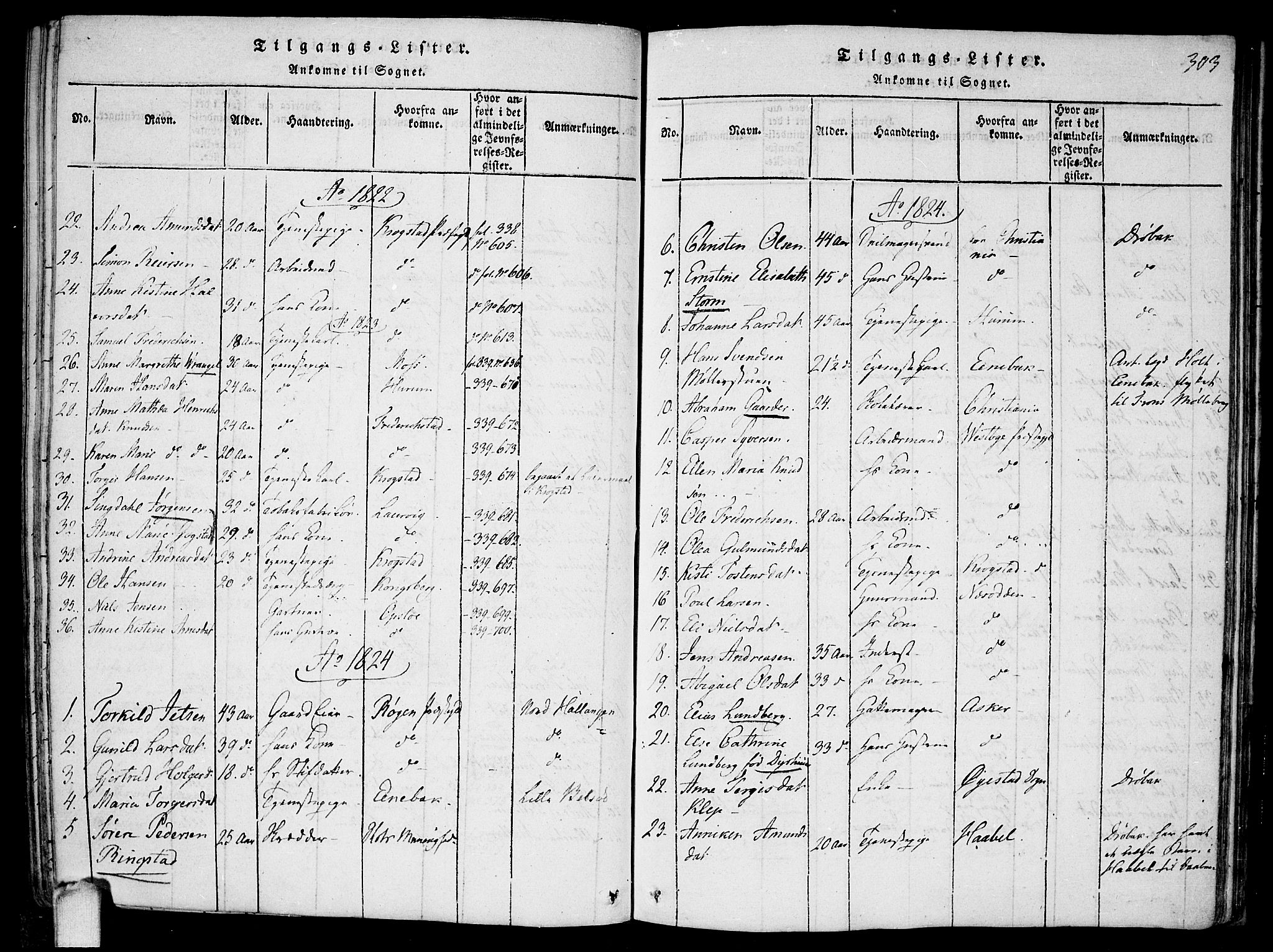 Drøbak prestekontor Kirkebøker, SAO/A-10142a/F/Fa/L0001: Ministerialbok nr. I 1, 1816-1842, s. 303
