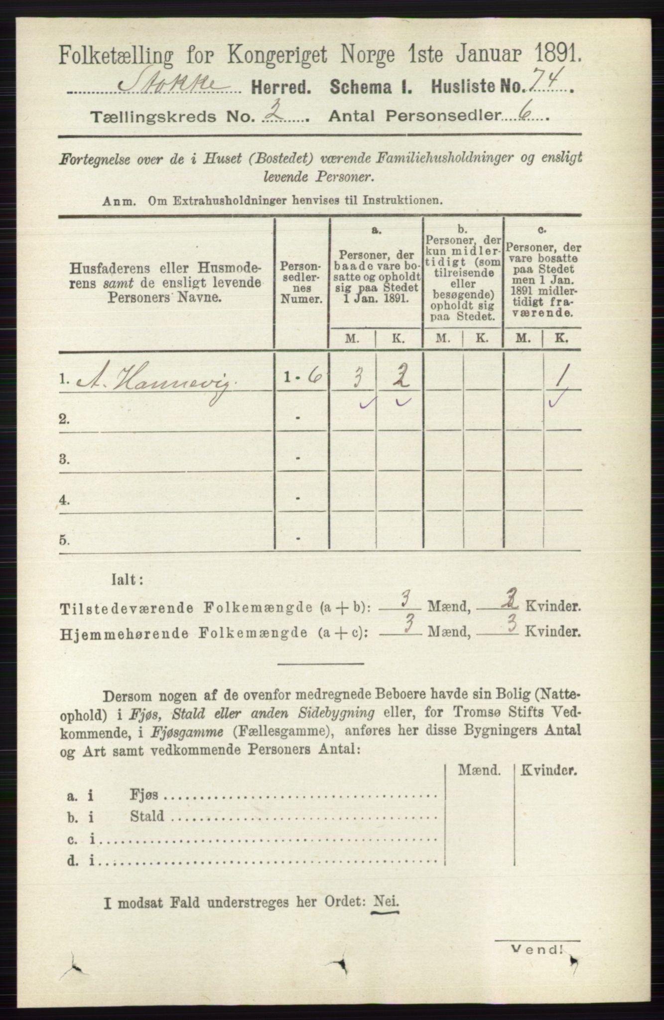 RA, Folketelling 1891 for 0720 Stokke herred, 1891, s. 937