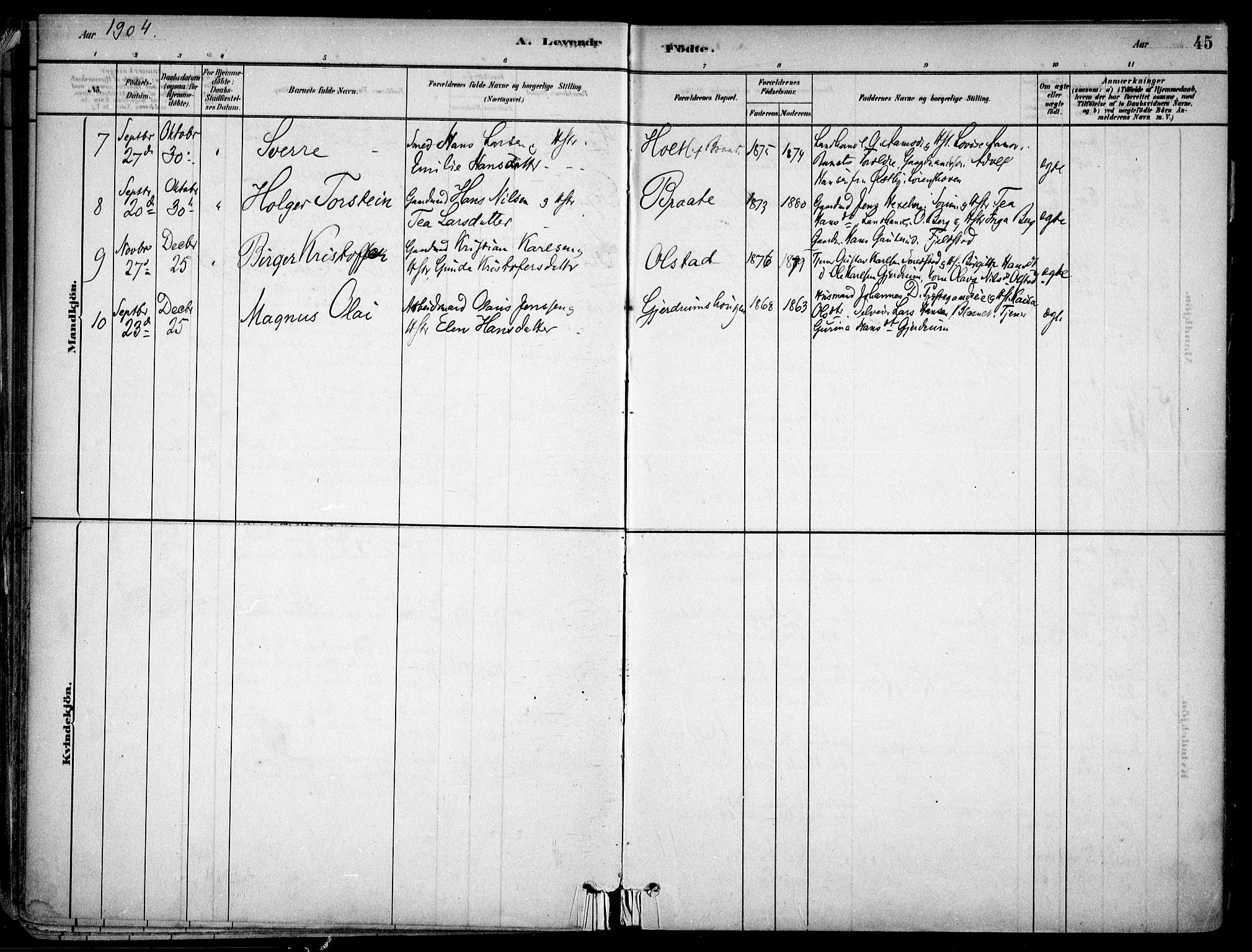 Gjerdrum prestekontor Kirkebøker, AV/SAO-A-10412b/F/Fa/L0009: Ministerialbok nr. I 9, 1881-1916, s. 45