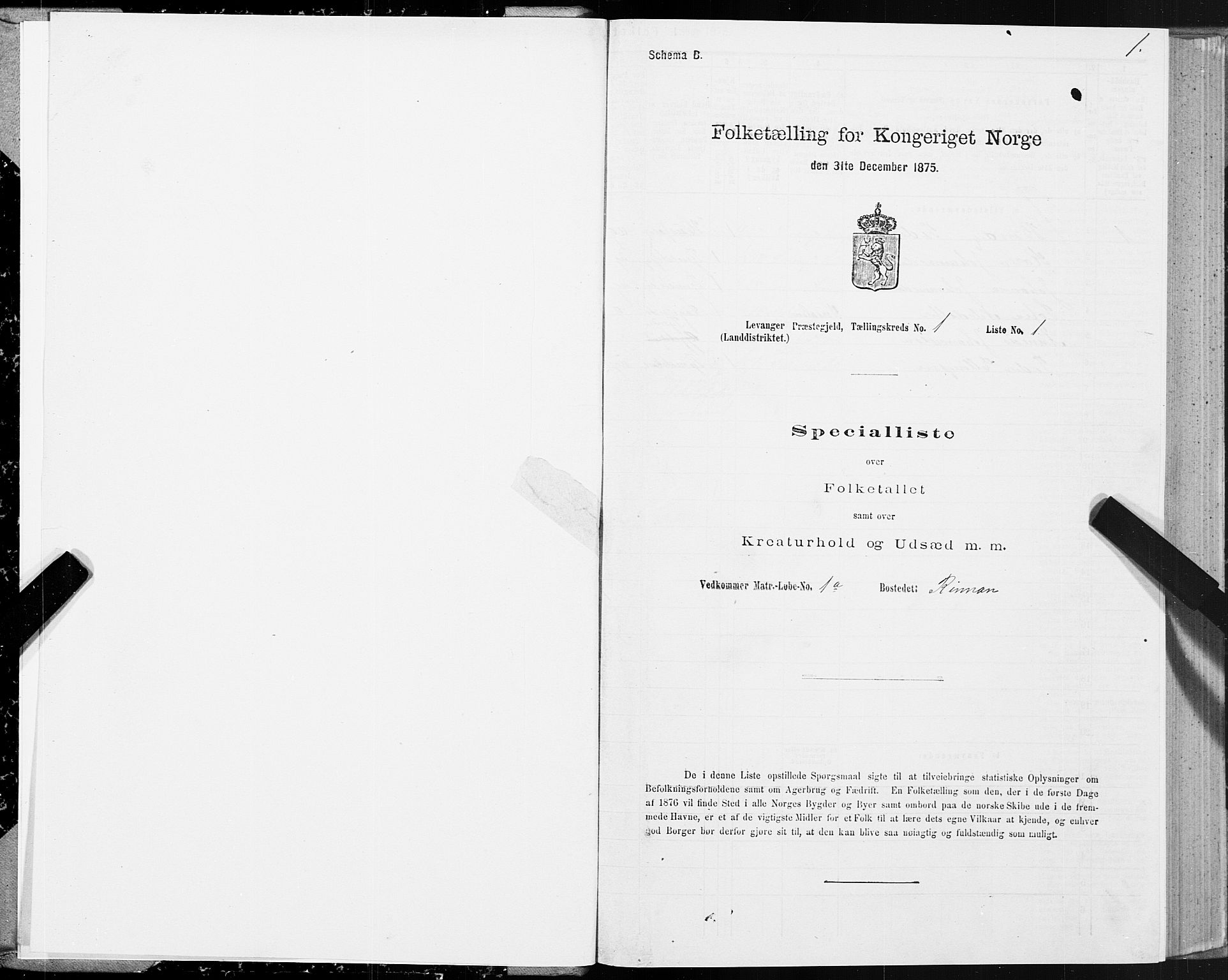 SAT, Folketelling 1875 for 1720L Levanger prestegjeld, Levanger landsokn, 1875, s. 1001