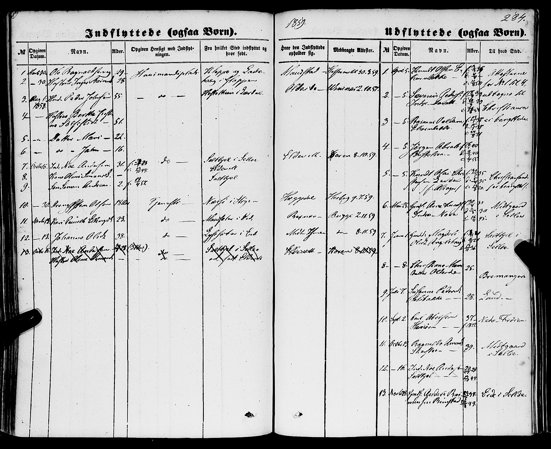 Davik sokneprestembete, SAB/A-79701/H/Haa/Haaa/L0005: Ministerialbok nr. A 5, 1850-1866, s. 284