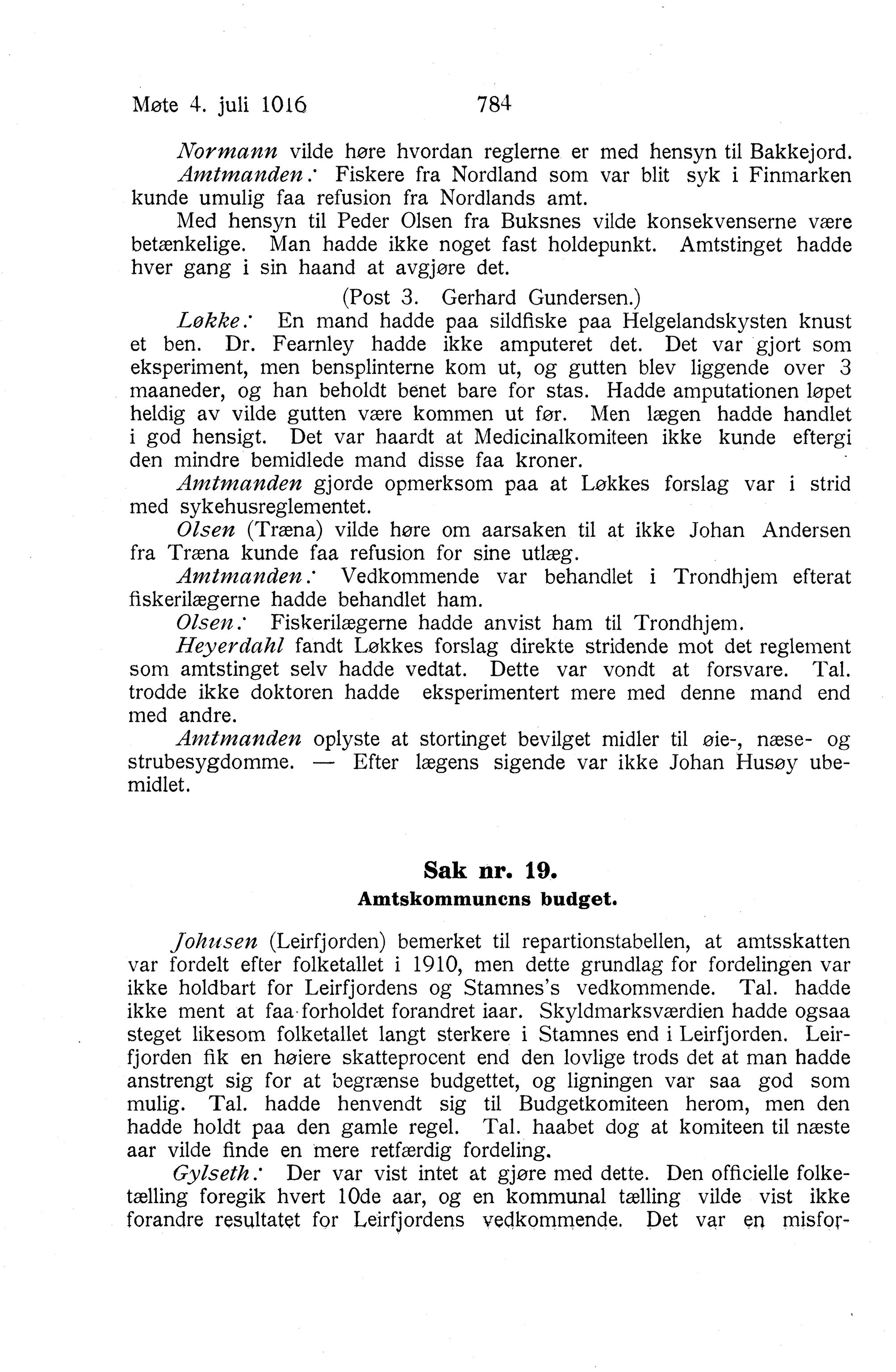 Nordland Fylkeskommune. Fylkestinget, AIN/NFK-17/176/A/Ac/L0039: Fylkestingsforhandlinger 1916, 1916