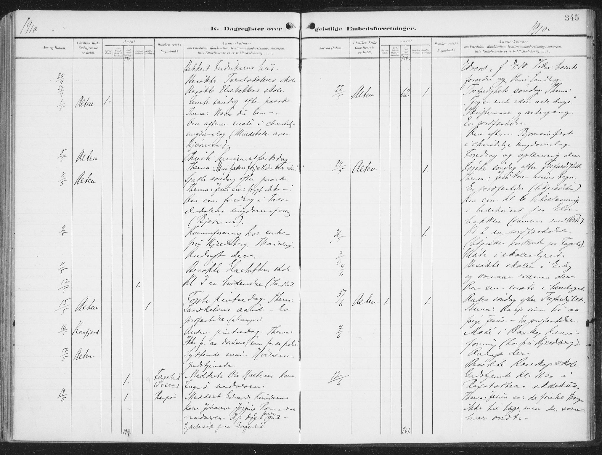 Alta sokneprestkontor, AV/SATØ-S-1338/H/Ha/L0005.kirke: Ministerialbok nr. 5, 1904-1918, s. 345
