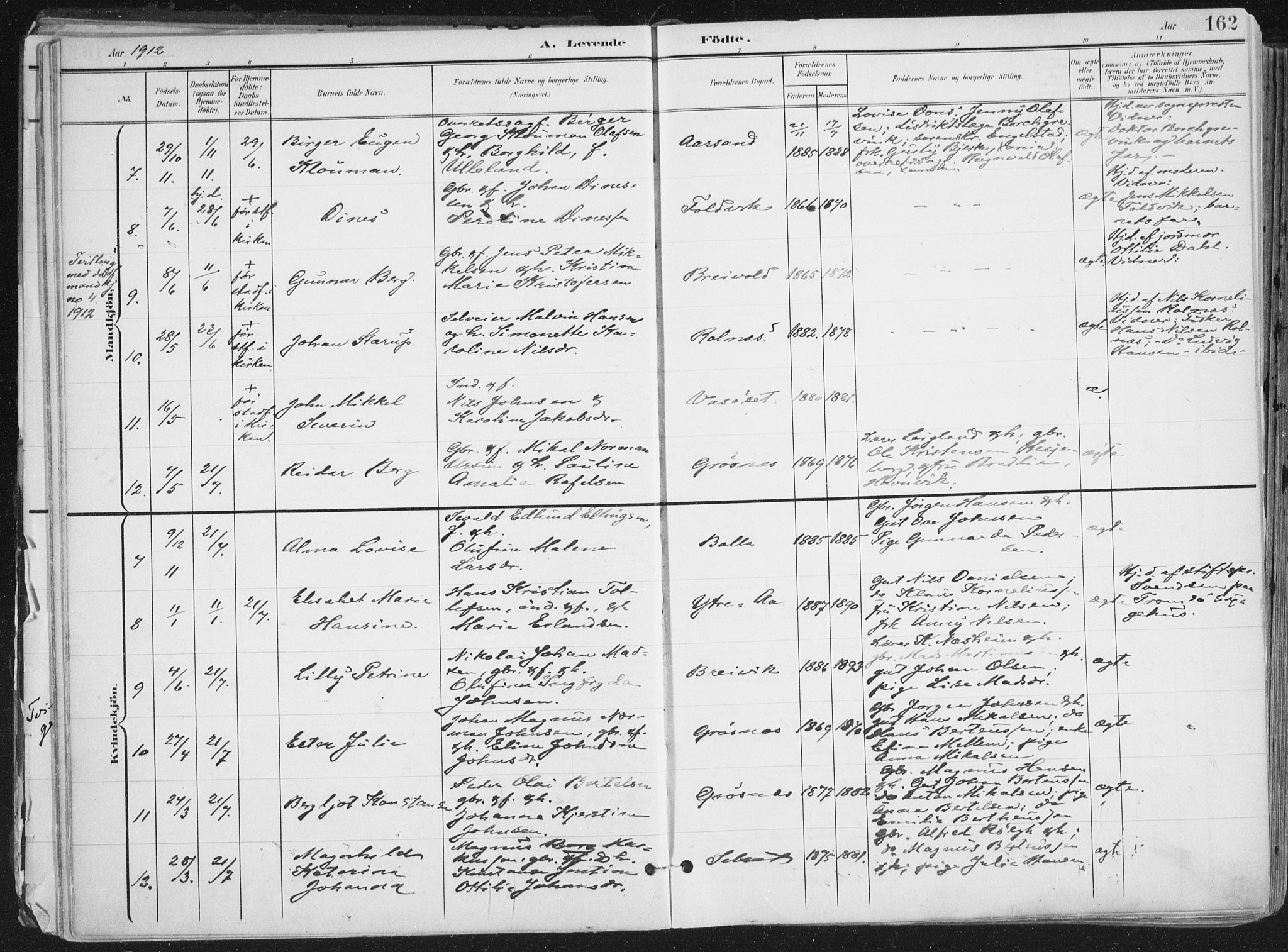 Ibestad sokneprestembete, AV/SATØ-S-0077/H/Ha/Haa/L0017kirke: Ministerialbok nr. 17, 1901-1914, s. 162