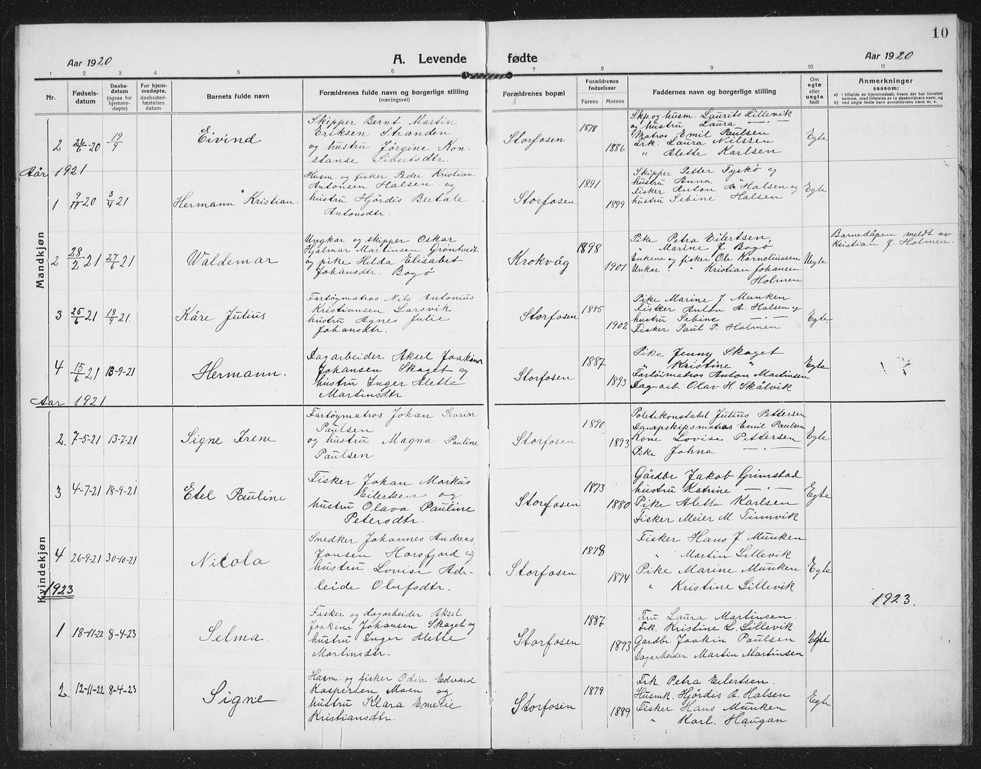 Ministerialprotokoller, klokkerbøker og fødselsregistre - Sør-Trøndelag, SAT/A-1456/659/L0750: Klokkerbok nr. 659C07, 1914-1940, s. 10