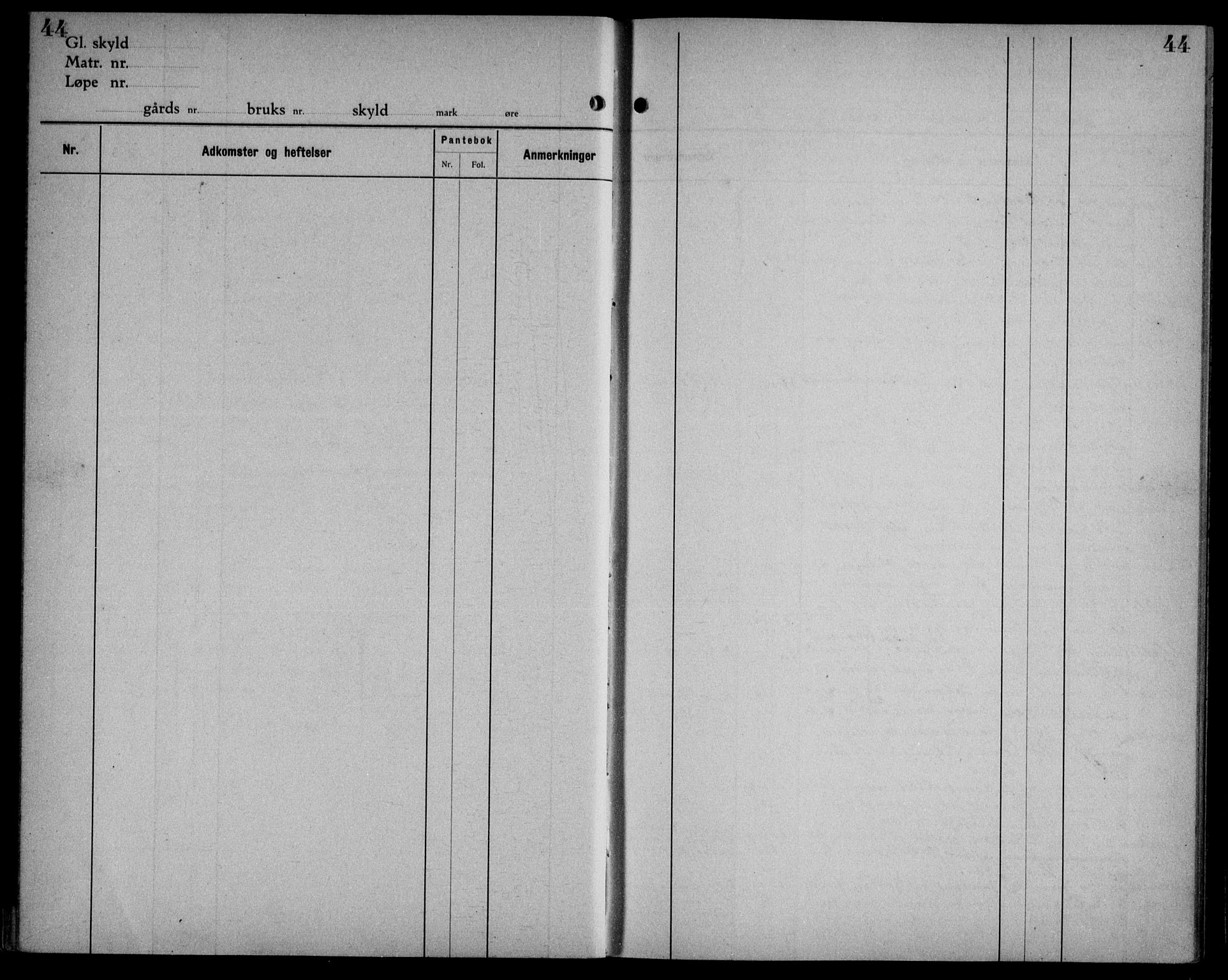 Brønnøy sorenskriveri, SAT/A-4170/1/2/2A/L0017: Panteregister nr. 17, 1920-1951, s. 44