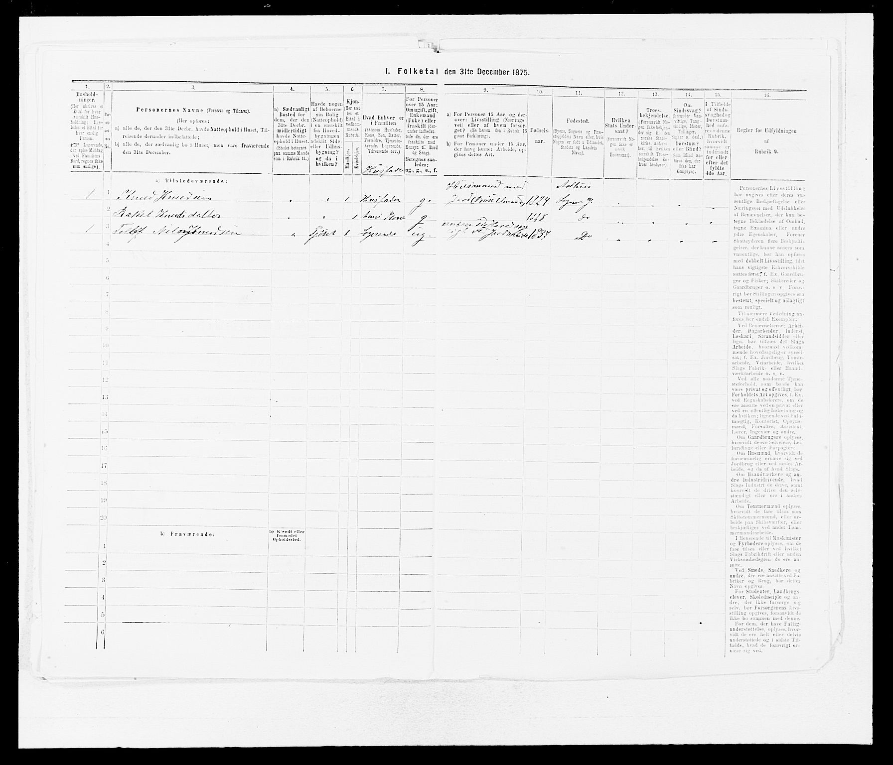 SAB, Folketelling 1875 for 1431P Jølster prestegjeld, 1875, s. 519