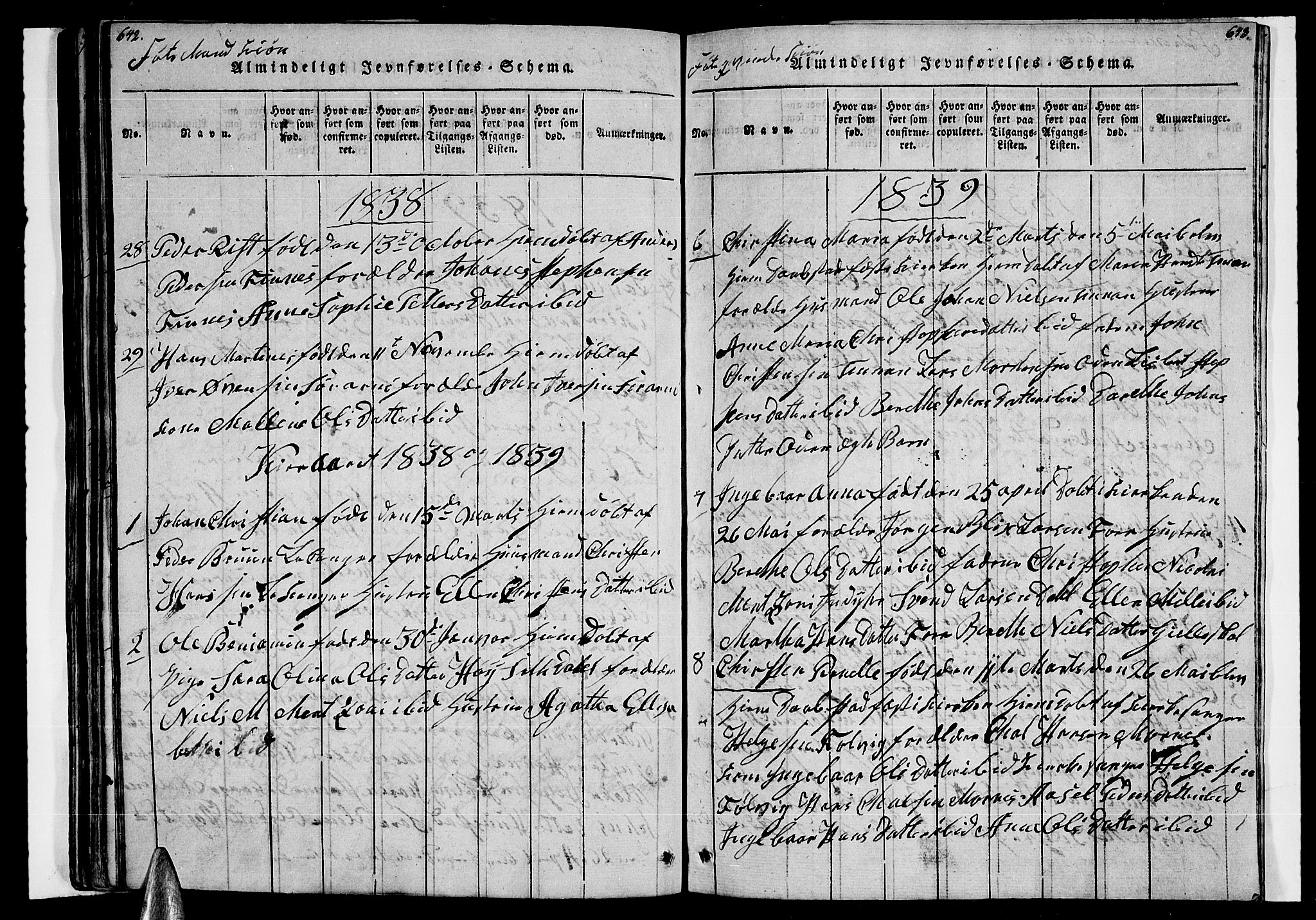 Ministerialprotokoller, klokkerbøker og fødselsregistre - Nordland, AV/SAT-A-1459/805/L0105: Klokkerbok nr. 805C01, 1820-1839, s. 642-643