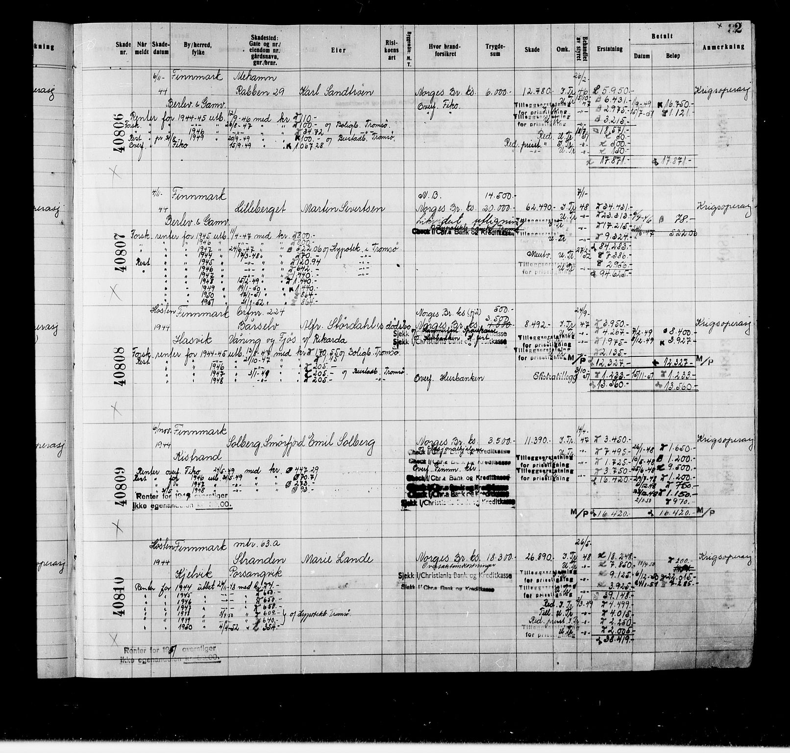 Krigsskadetrygdene for bygninger og løsøre, AV/RA-S-1548/V/L0038: Bygning, branntrygdet., 1940-1945, s. 2