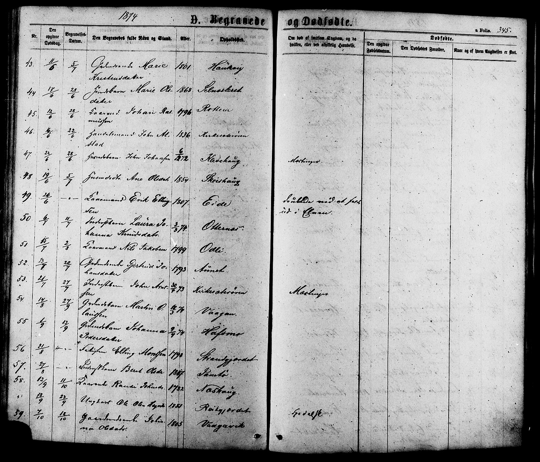 Ministerialprotokoller, klokkerbøker og fødselsregistre - Sør-Trøndelag, AV/SAT-A-1456/630/L0495: Ministerialbok nr. 630A08, 1868-1878, s. 345