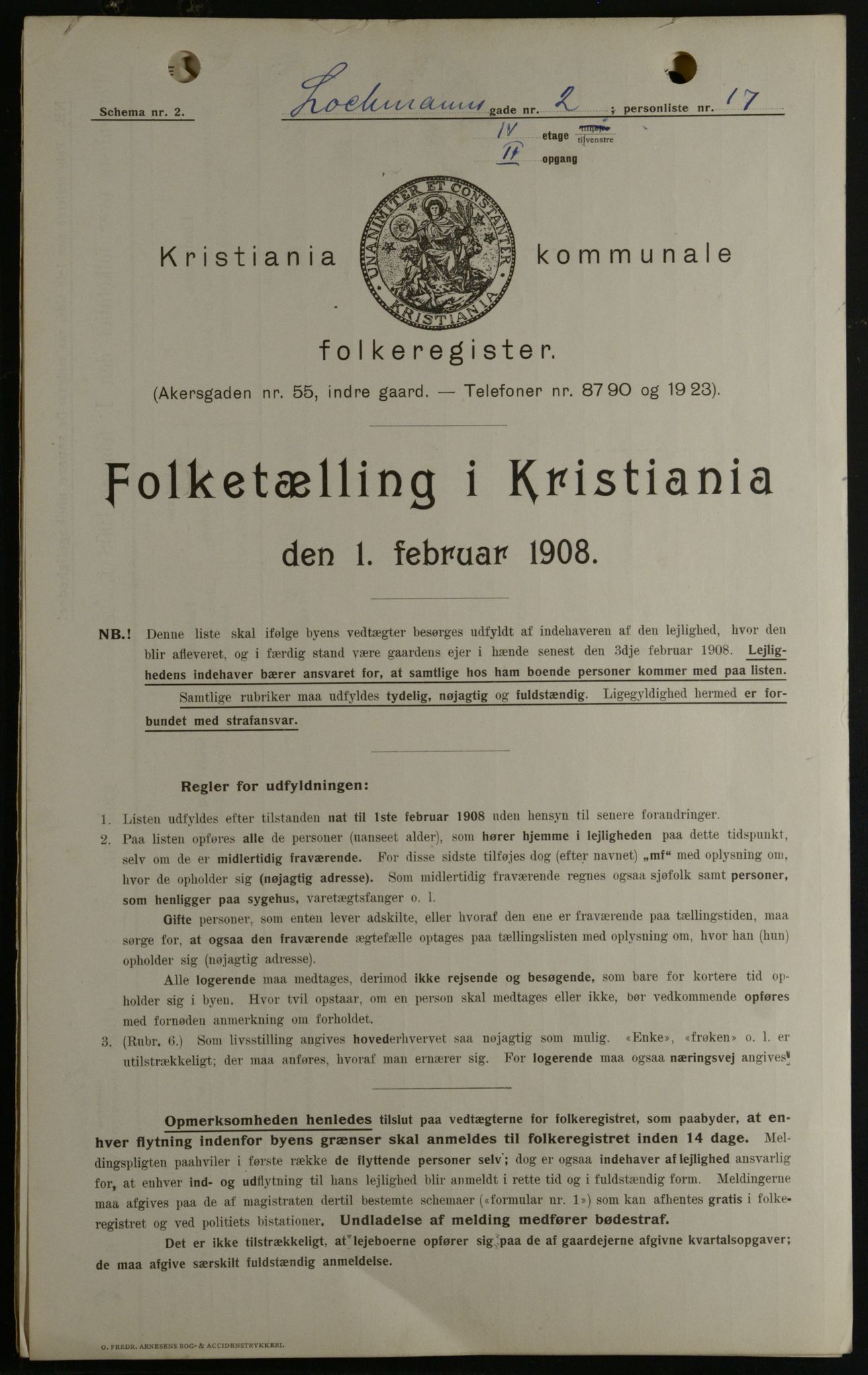 OBA, Kommunal folketelling 1.2.1908 for Kristiania kjøpstad, 1908, s. 73451