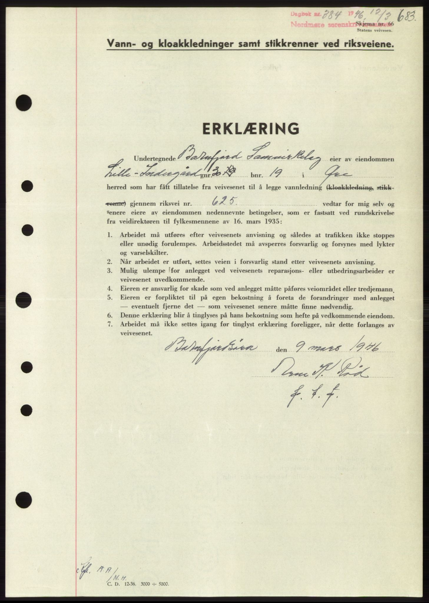 Nordmøre sorenskriveri, SAT/A-4132/1/2/2Ca: Pantebok nr. B93b, 1946-1946, Dagboknr: 384/1946