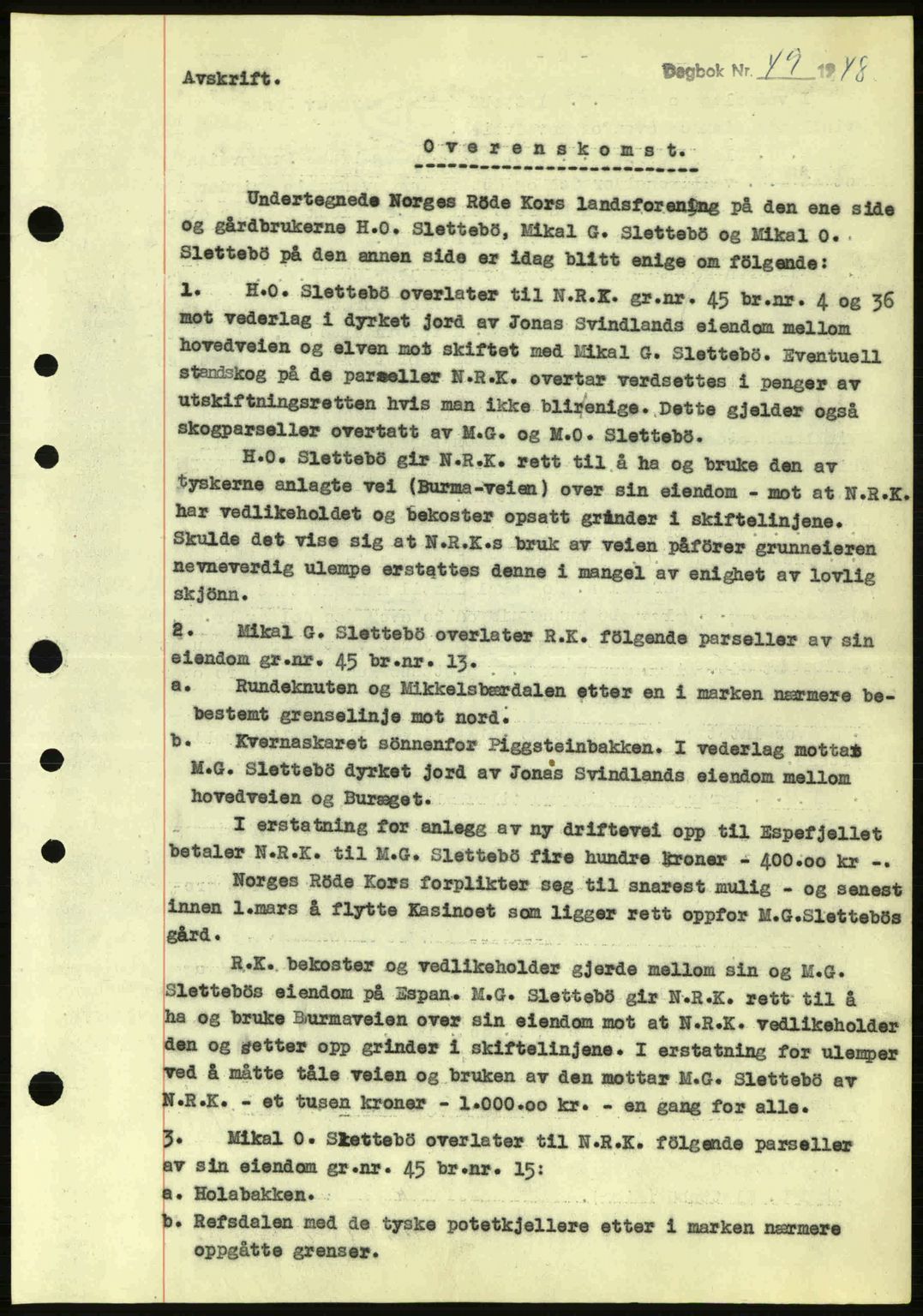 Dalane sorenskriveri, SAST/A-100309/02/G/Gb/L0051: Pantebok nr. A11, 1947-1948, Dagboknr: 49/1948