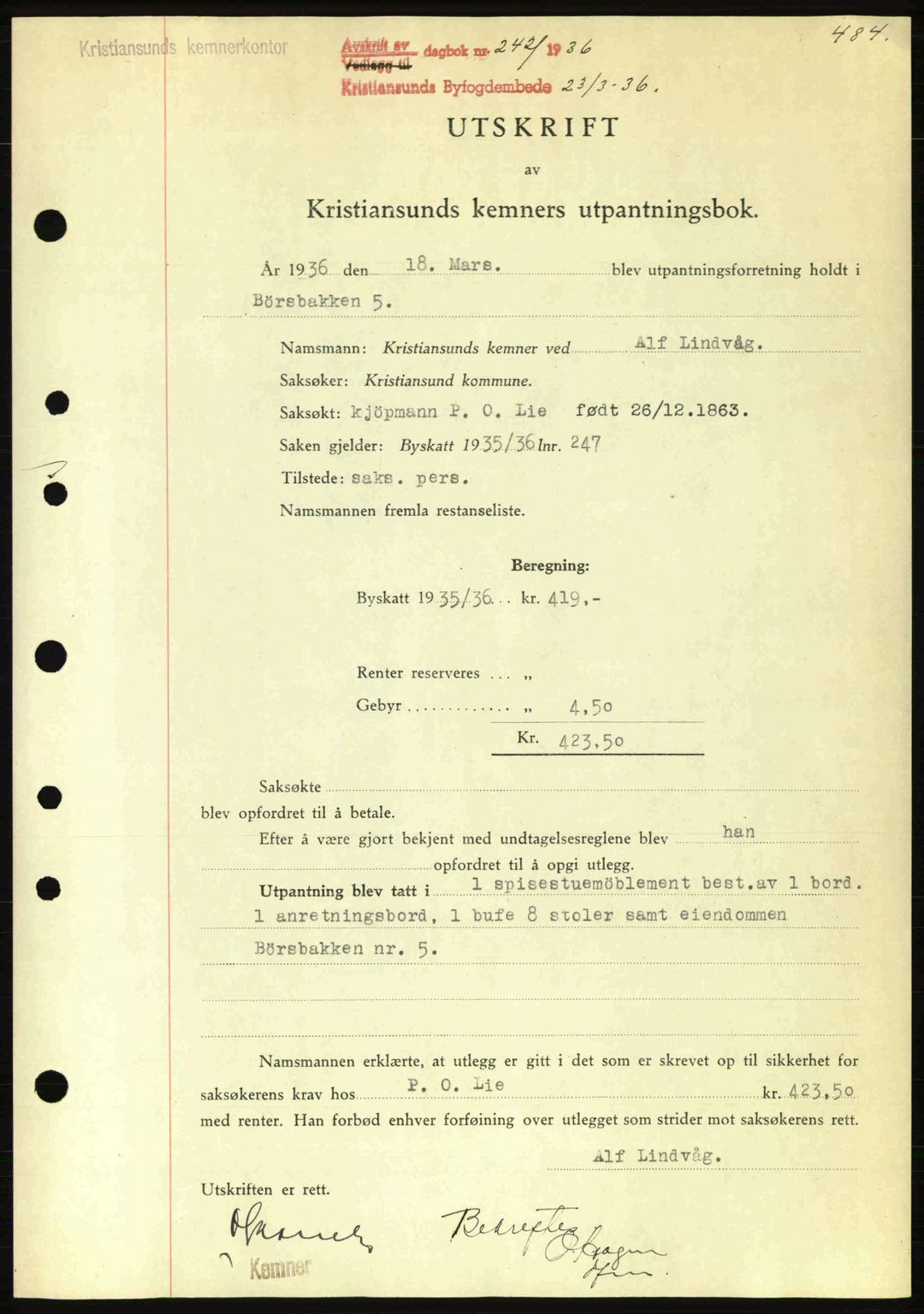 Kristiansund byfogd, SAT/A-4587/A/27: Pantebok nr. 28, 1934-1936, Tingl.dato: 23.03.1936