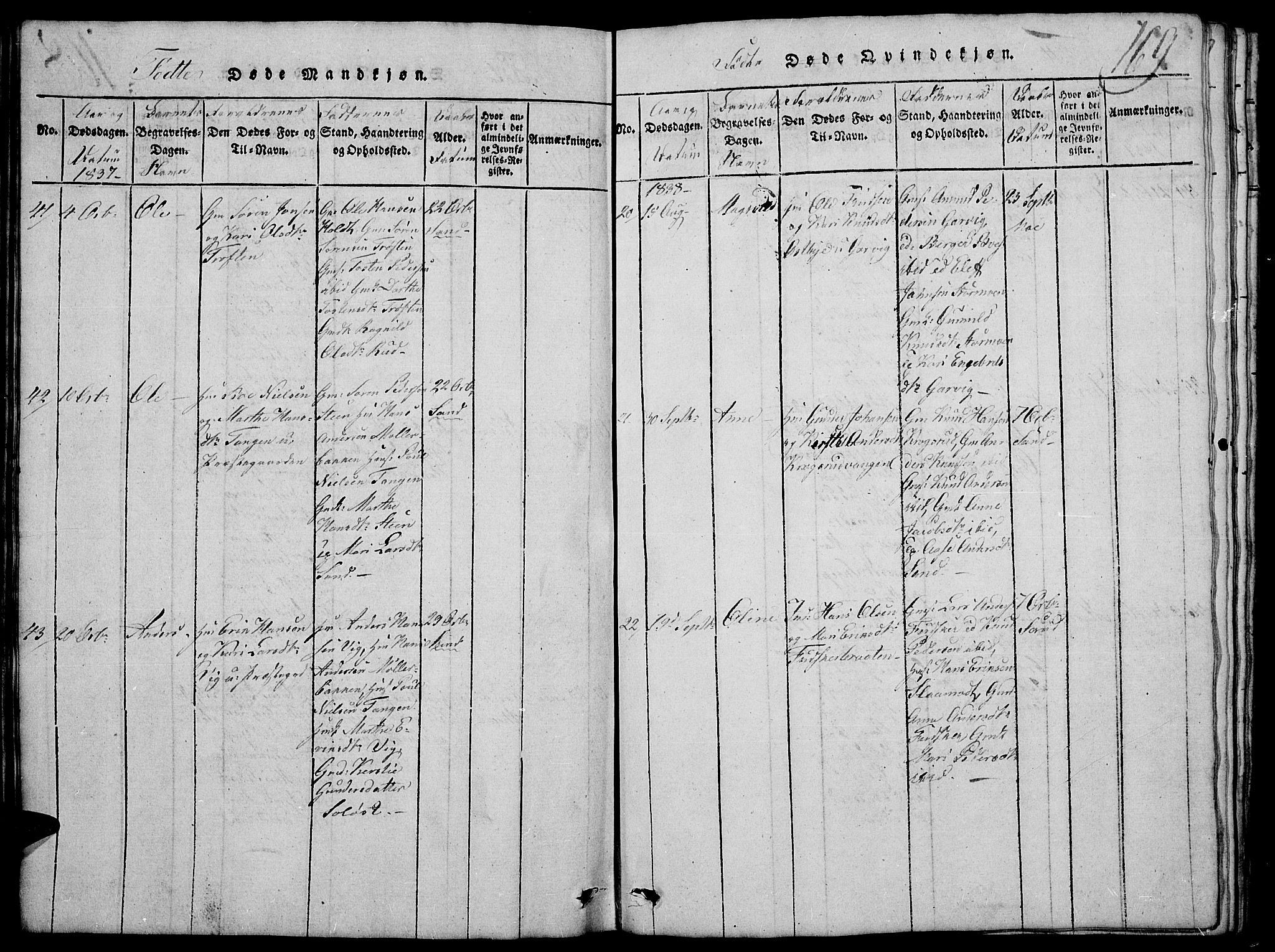 Nord-Odal prestekontor, AV/SAH-PREST-032/H/Ha/Hab/L0001: Klokkerbok nr. 1, 1819-1838, s. 169