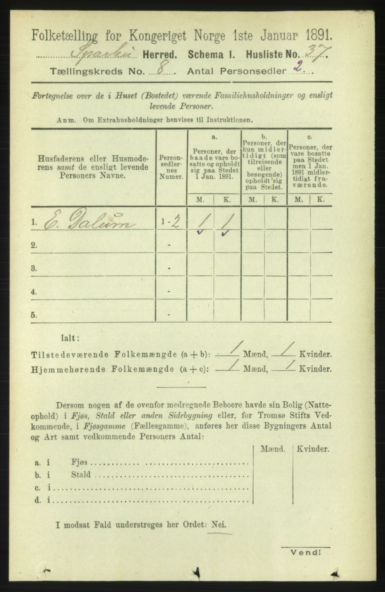 RA, Folketelling 1891 for 1731 Sparbu herred, 1891, s. 2797