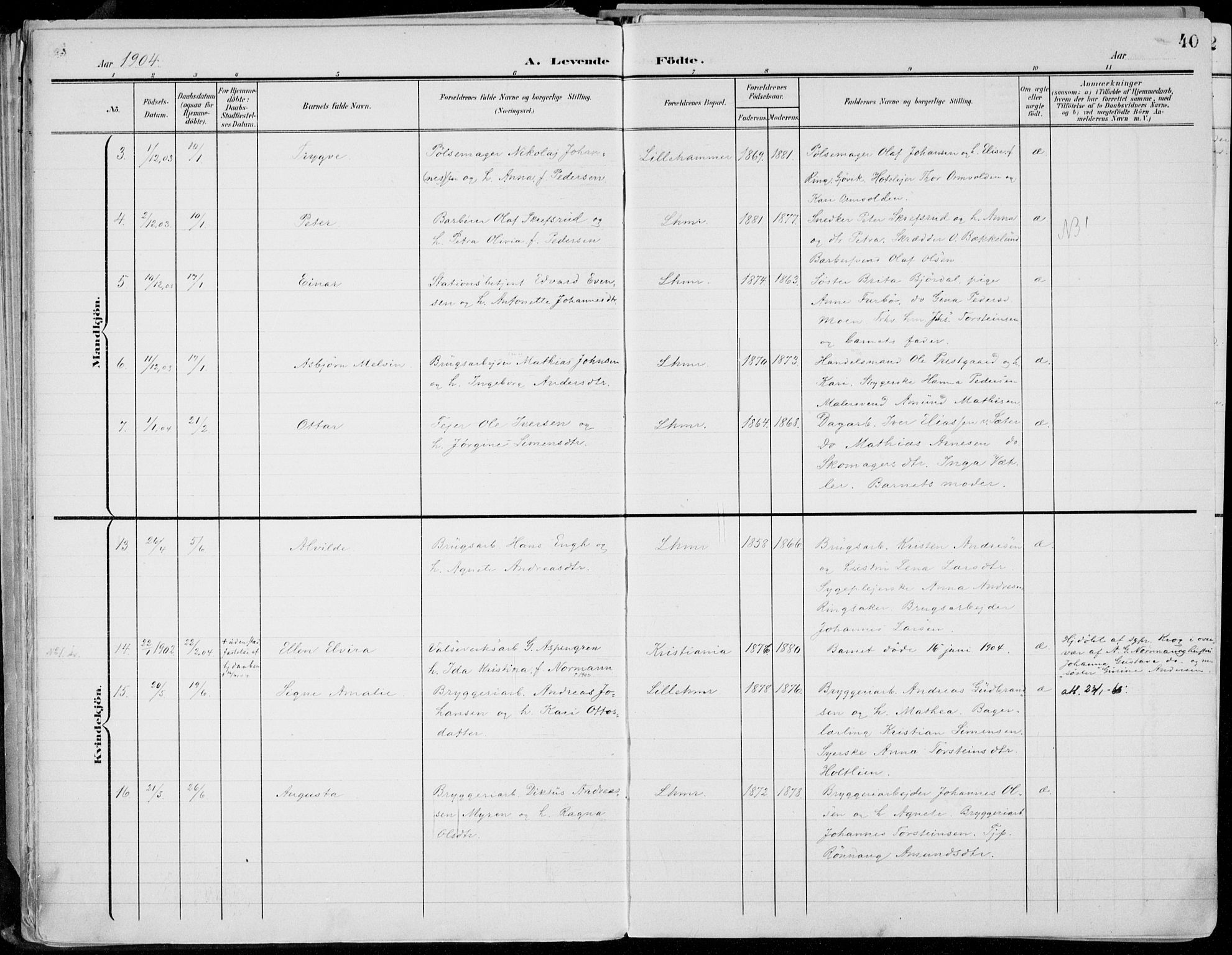 Lillehammer prestekontor, AV/SAH-PREST-088/H/Ha/Haa/L0001: Ministerialbok nr. 1, 1901-1916, s. 40