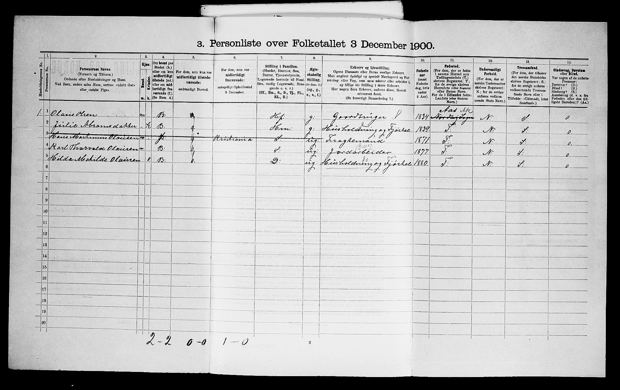 SAO, Folketelling 1900 for 0216 Nesodden herred, 1900