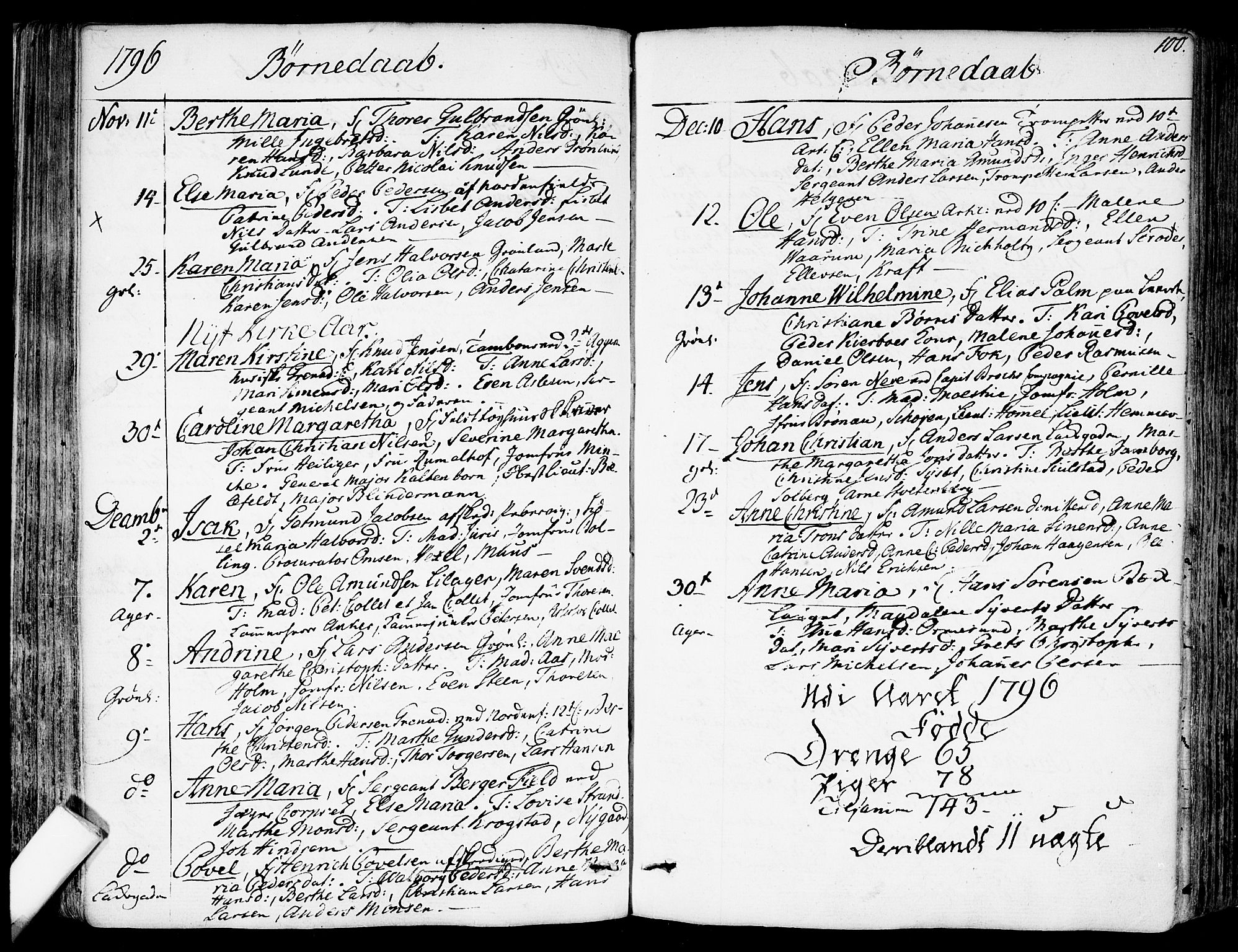 Garnisonsmenigheten Kirkebøker, SAO/A-10846/F/Fa/L0003: Ministerialbok nr. 3, 1777-1809, s. 100