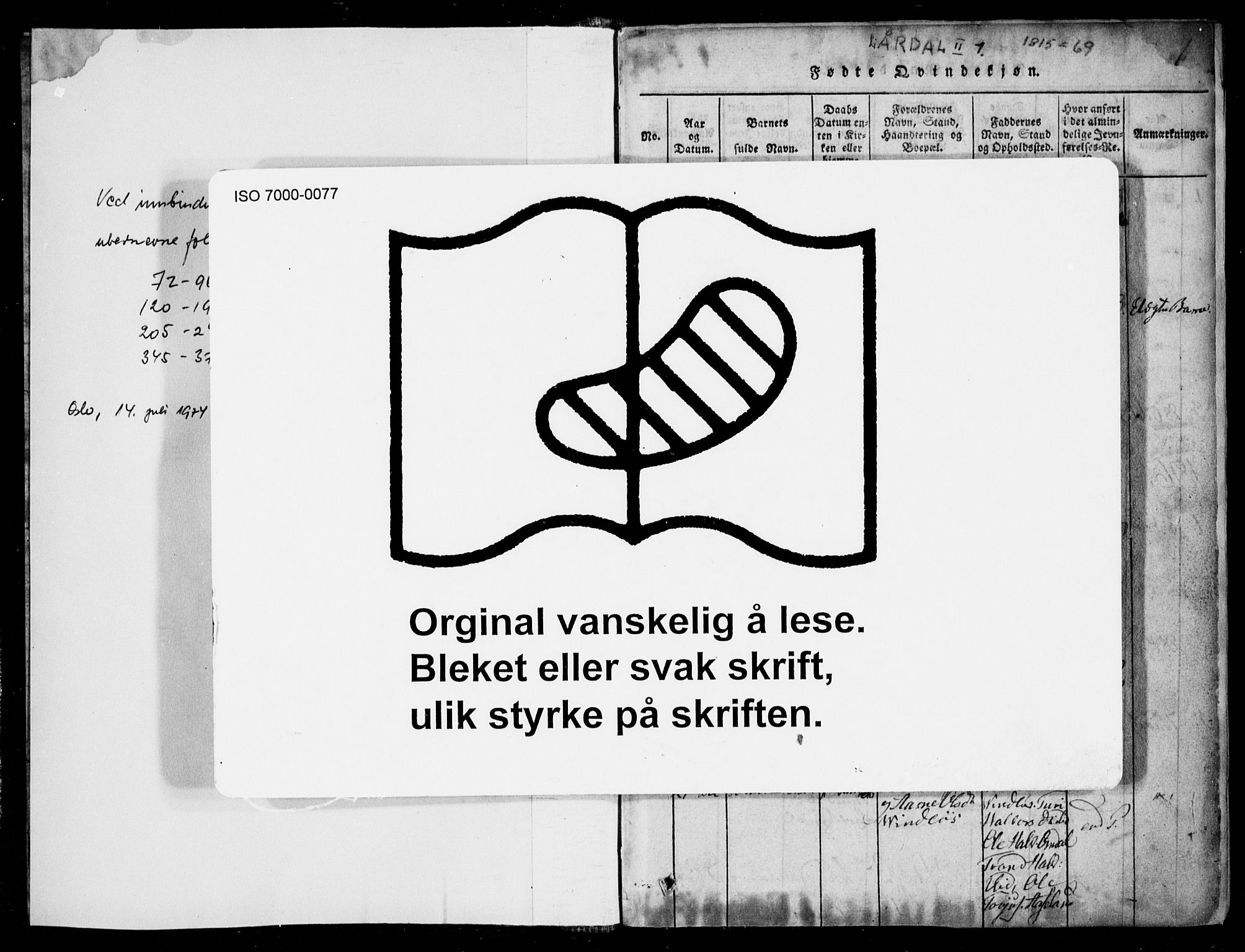 Lårdal kirkebøker, SAKO/A-284/F/Fb/L0001: Ministerialbok nr. II 1, 1815-1860, s. 1