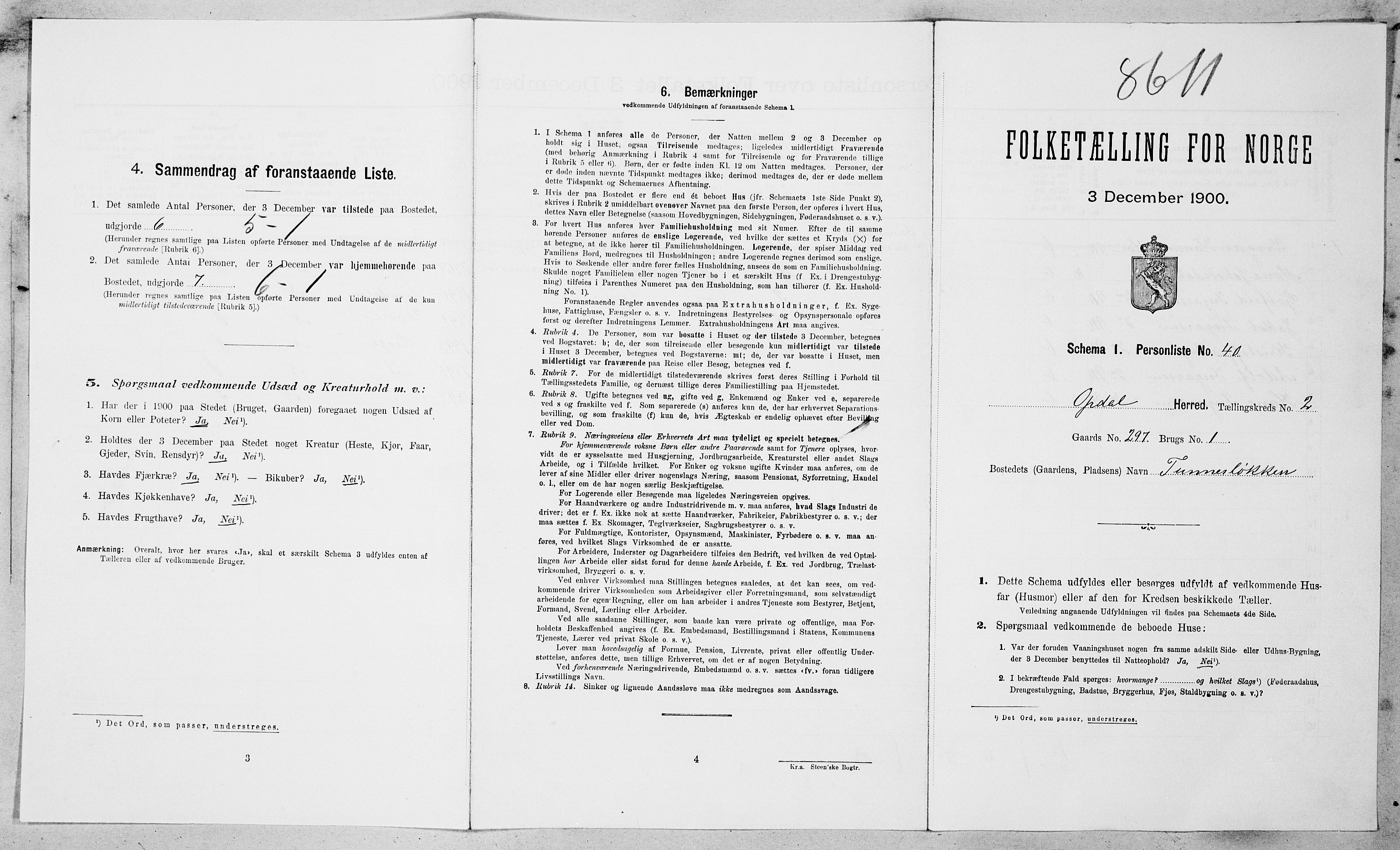 SAT, Folketelling 1900 for 1634 Oppdal herred, 1900, s. 260