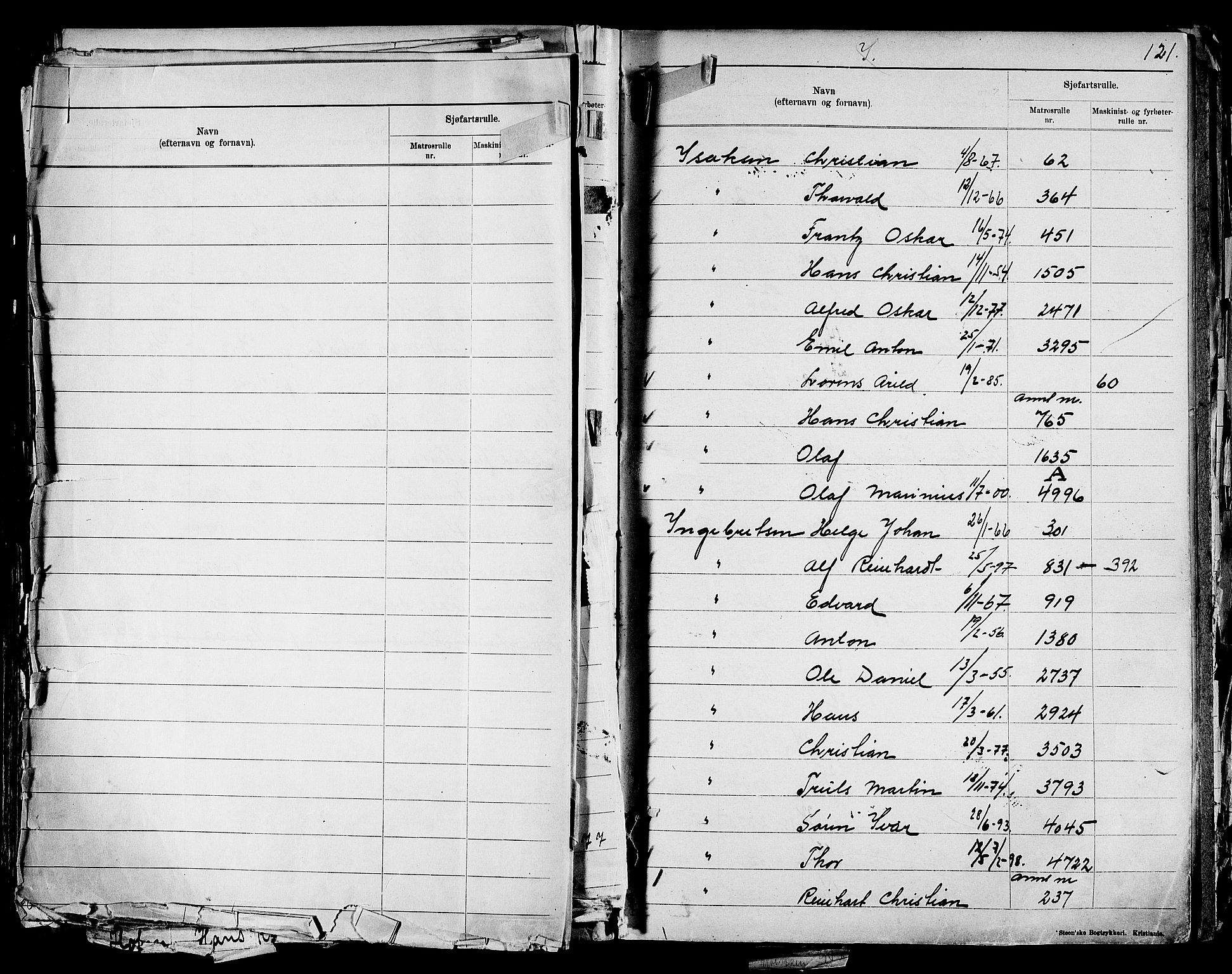 Drammen innrulleringsdistrikt, AV/SAKO-A-781/G/Ga/L0001: Navneregister til rullene, 1860-1948, s. 131