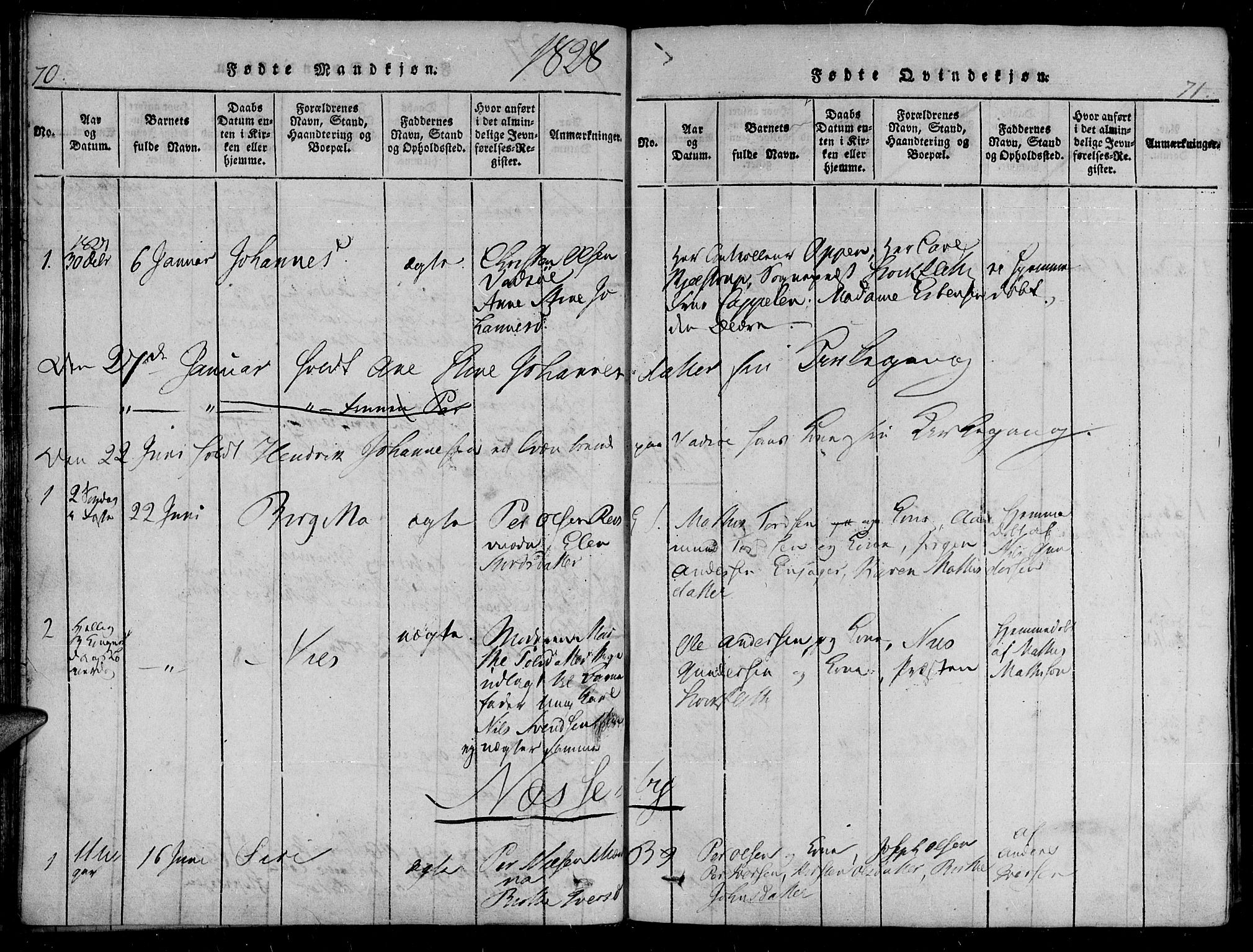 Vadsø sokneprestkontor, AV/SATØ-S-1325/H/Ha/L0003kirke: Ministerialbok nr. 3 /1, 1821-1839, s. 70-71