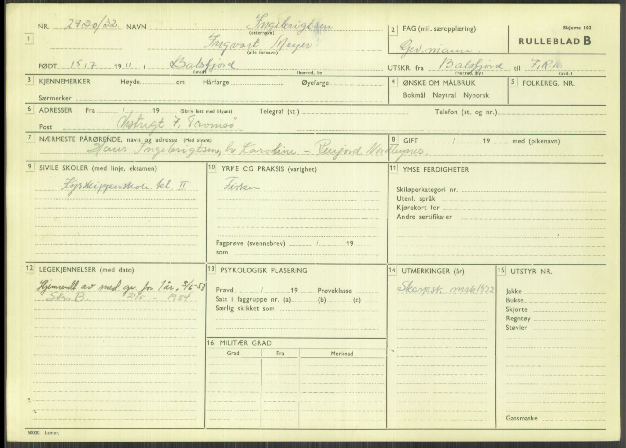 Forsvaret, Troms infanteriregiment nr. 16, AV/RA-RAFA-3146/P/Pa/L0016: Rulleblad for regimentets menige mannskaper, årsklasse 1932, 1932, s. 573