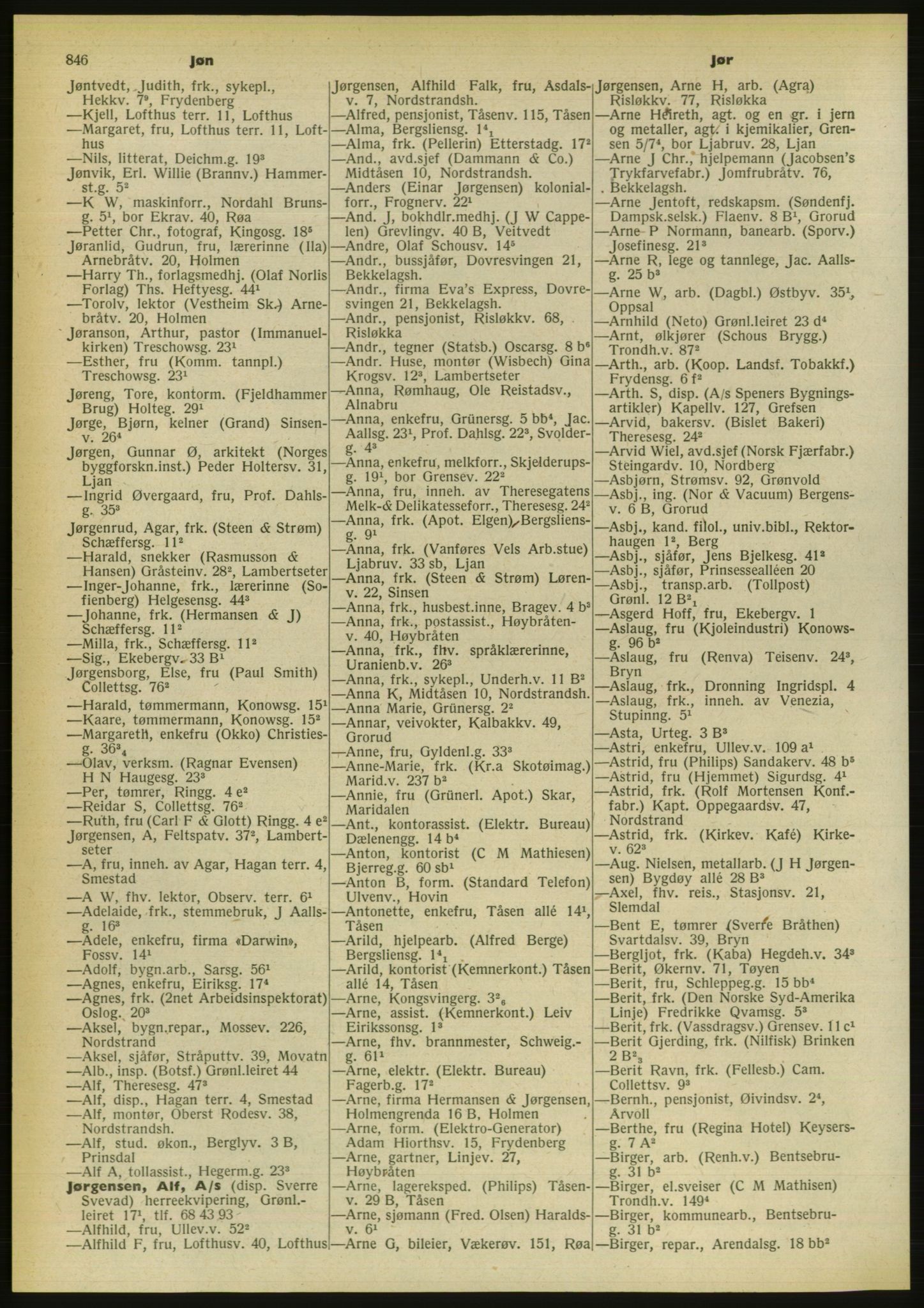 Kristiania/Oslo adressebok, PUBL/-, 1956-1957, s. 846