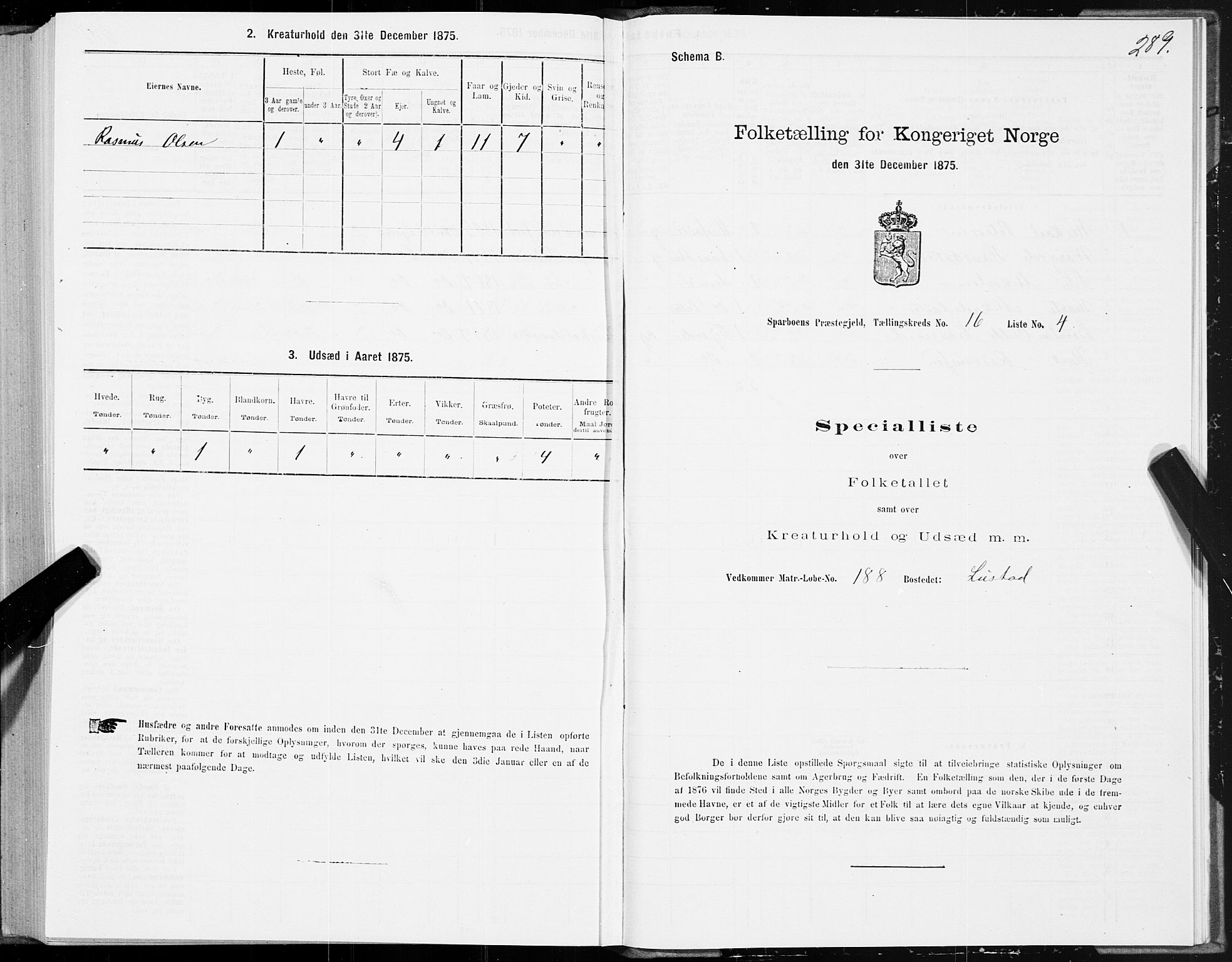 SAT, Folketelling 1875 for 1731P Sparbu prestegjeld, 1875, s. 5289